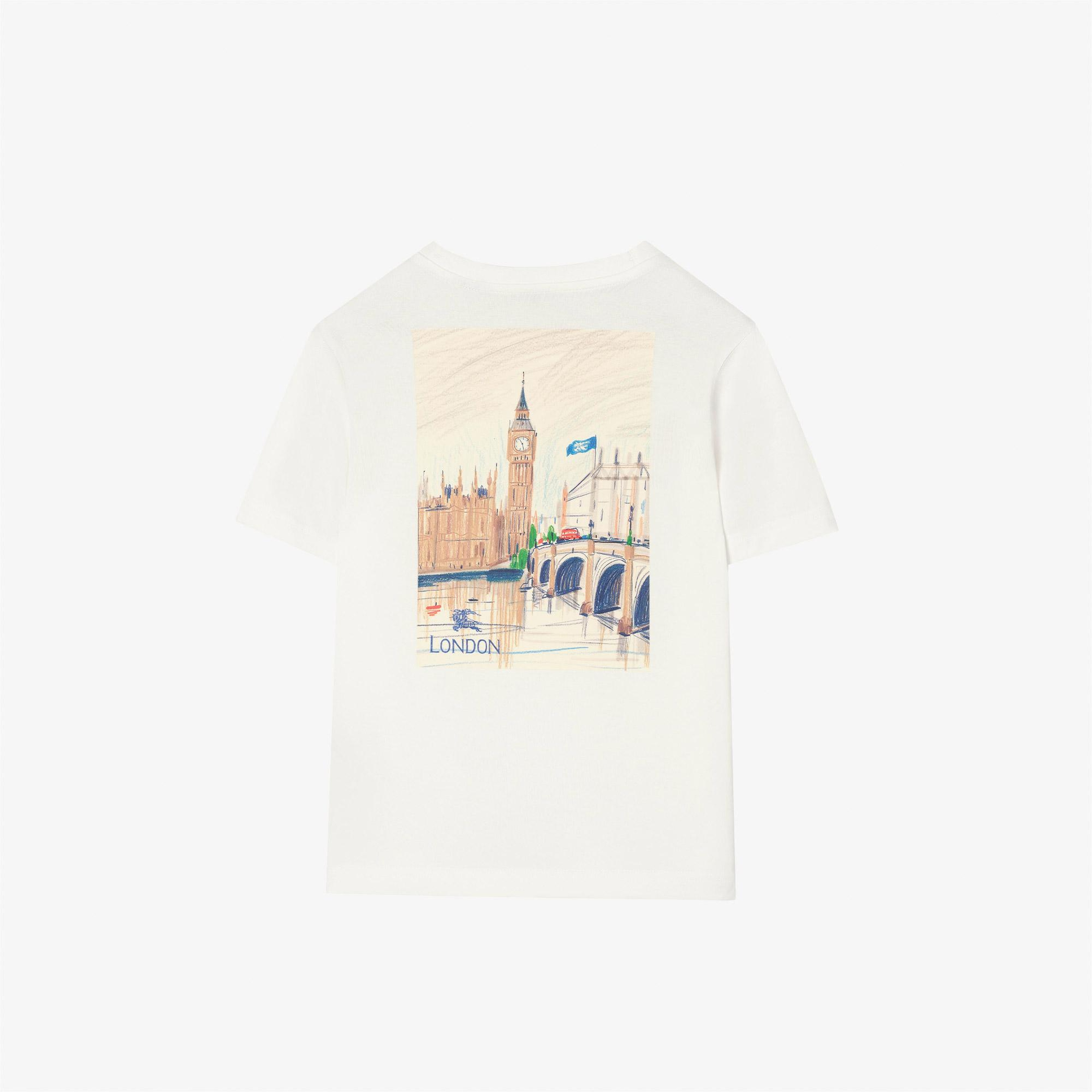Burberry Cedar London Çocuk Beyaz T-Shirt