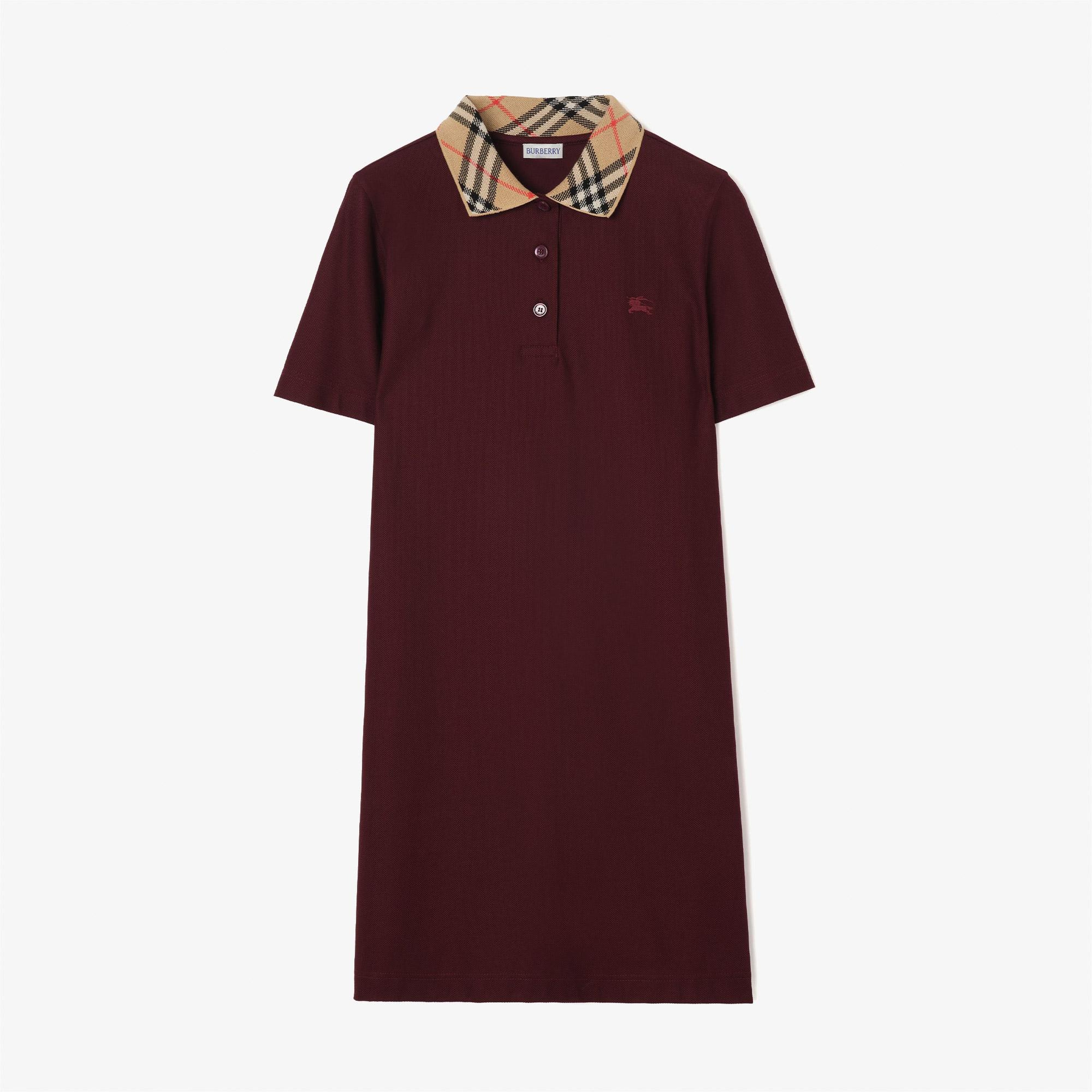 Burberry Iris Check Kadın Bordo Elbise