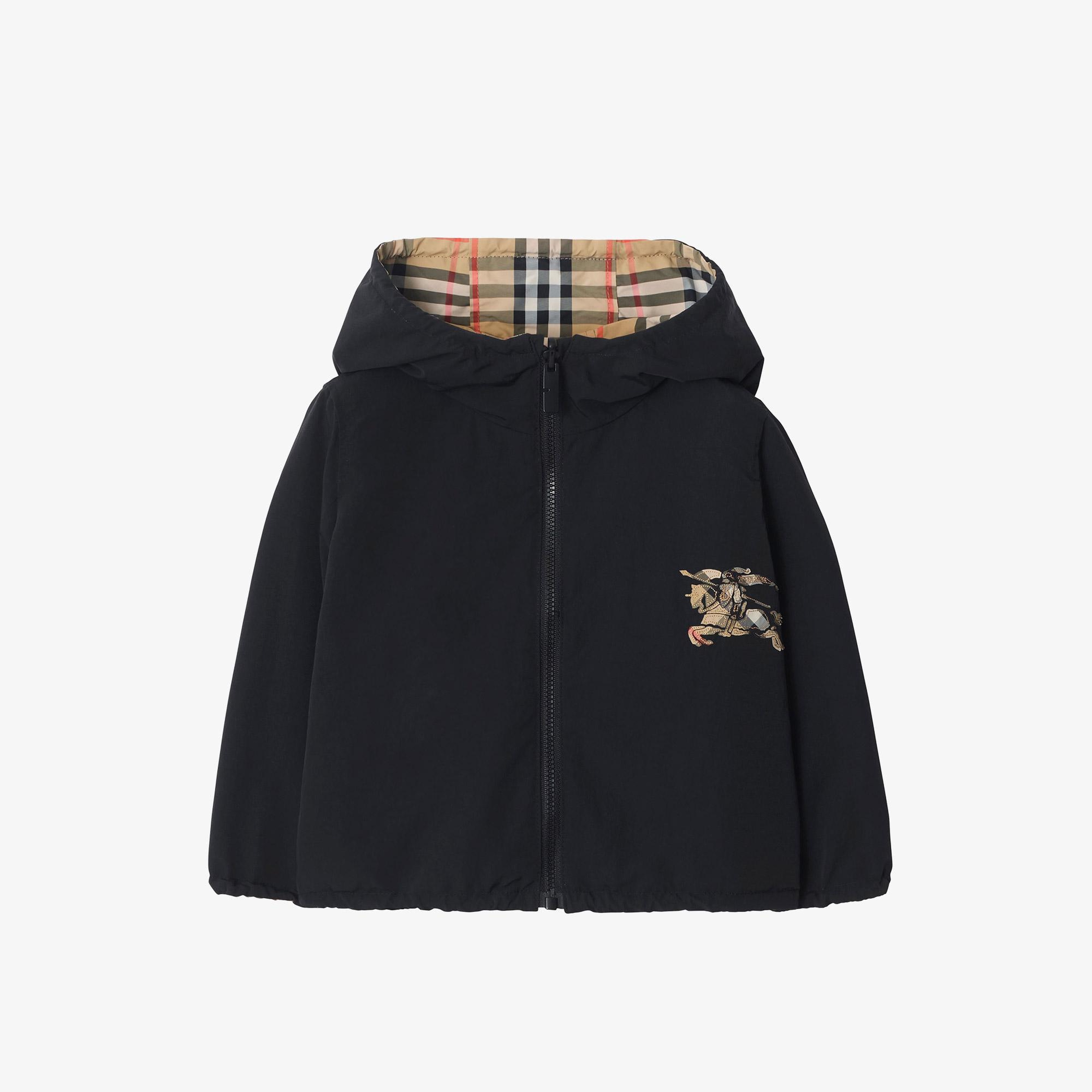 Burberry Reversible Check Hooded Çocuk Bej Mont