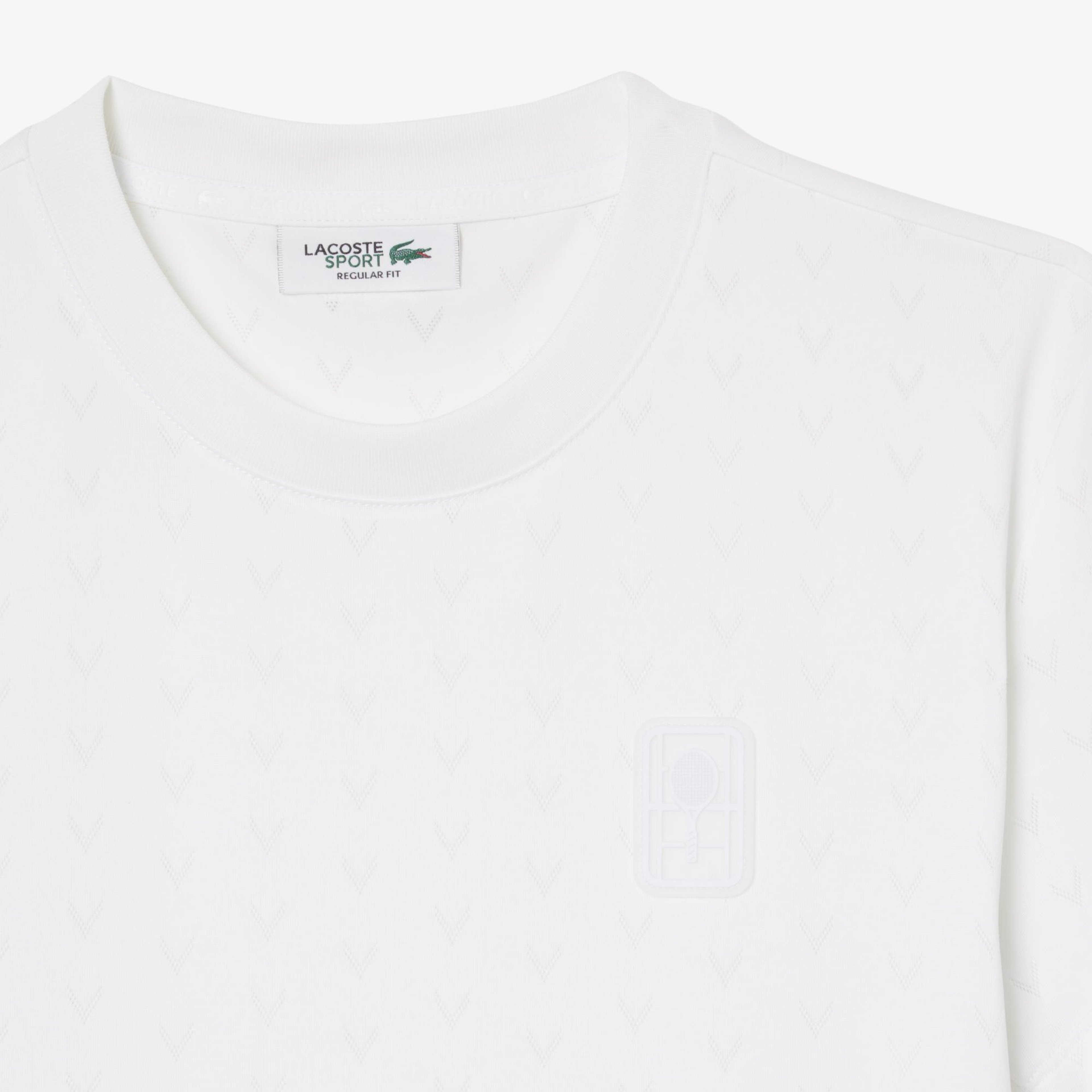 Kadın Slim Fit Bisiklet Yaka Desenli Beyaz T-Shirt