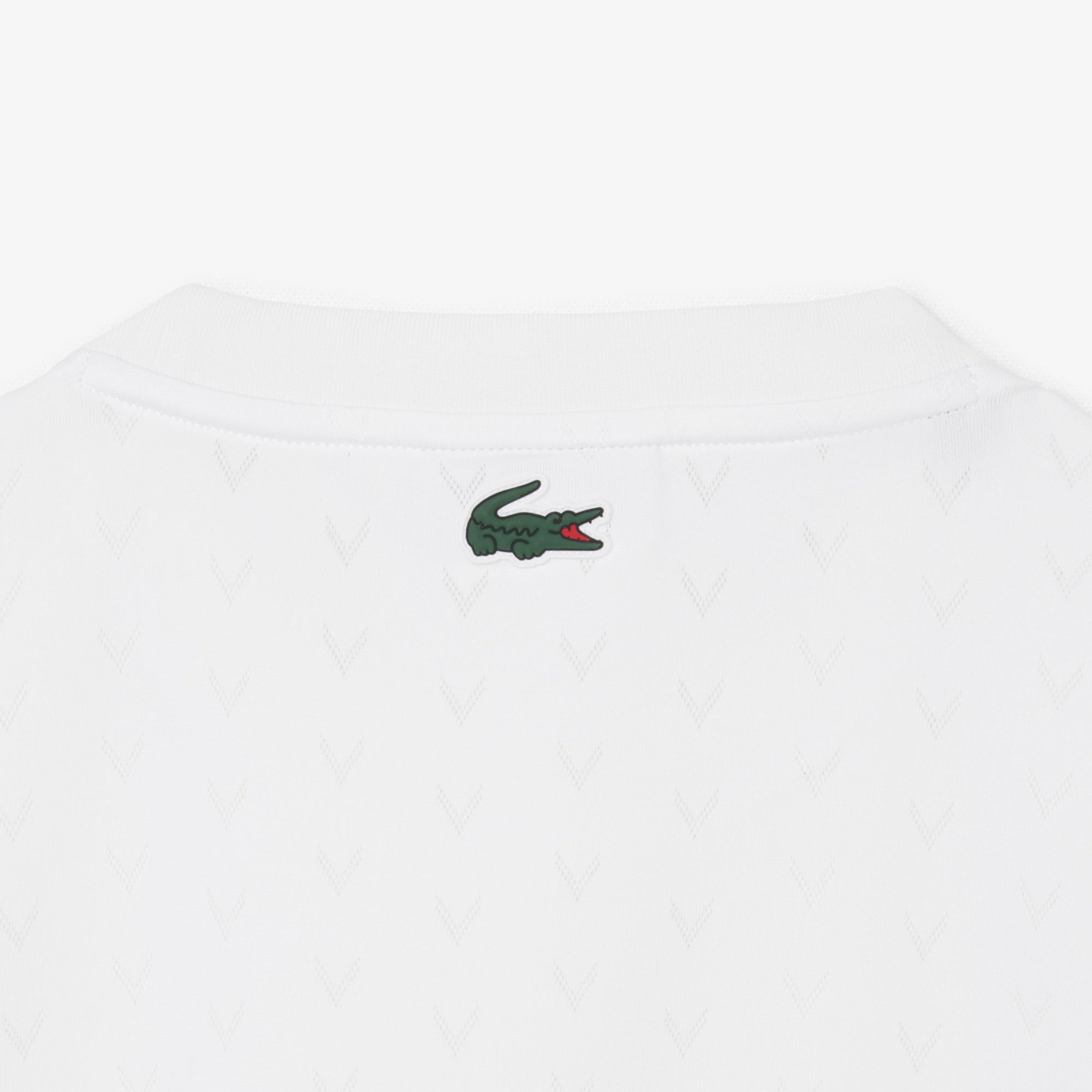 Kadın Slim Fit Bisiklet Yaka Desenli Beyaz T-Shirt