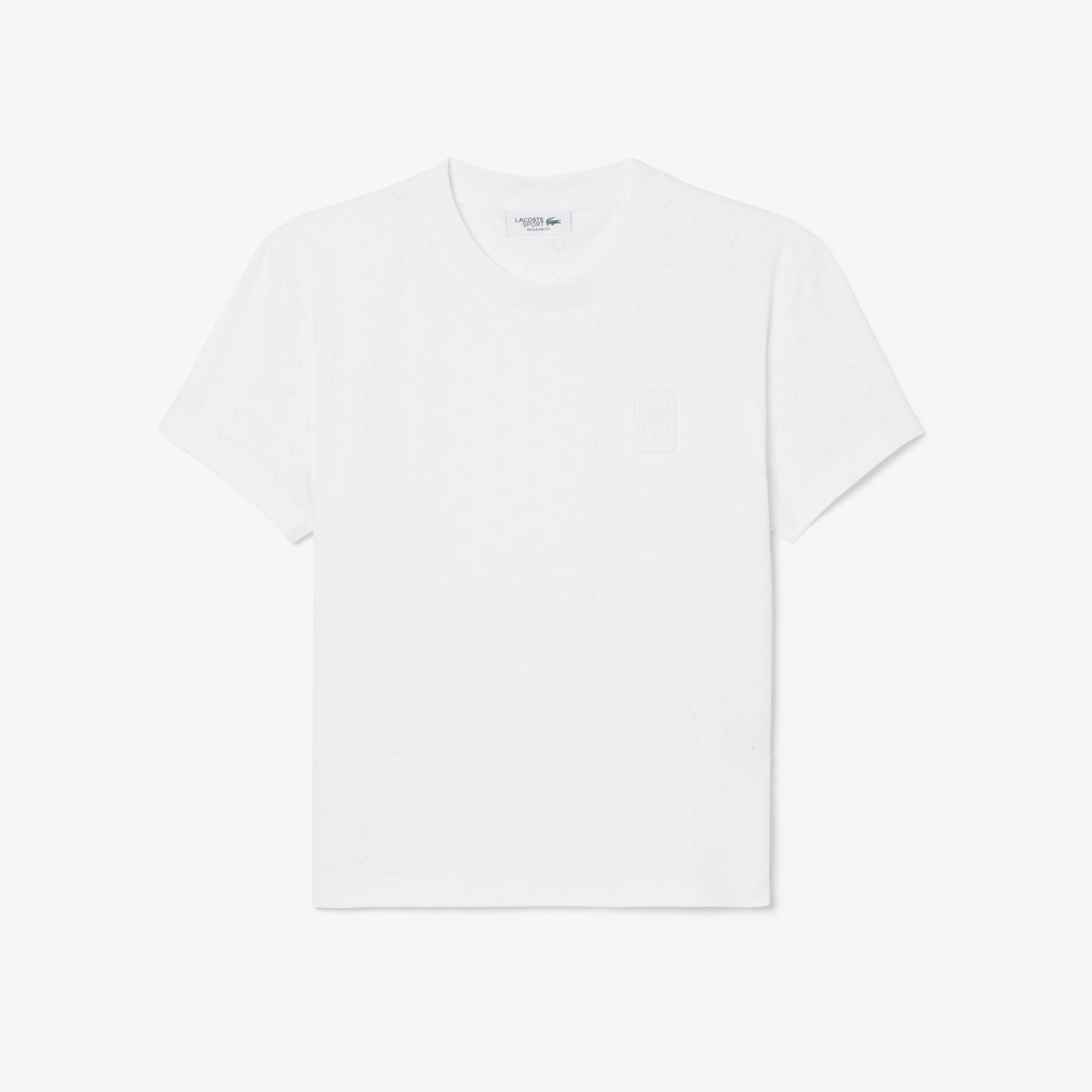 Kadın Slim Fit Bisiklet Yaka Desenli Beyaz T-Shirt