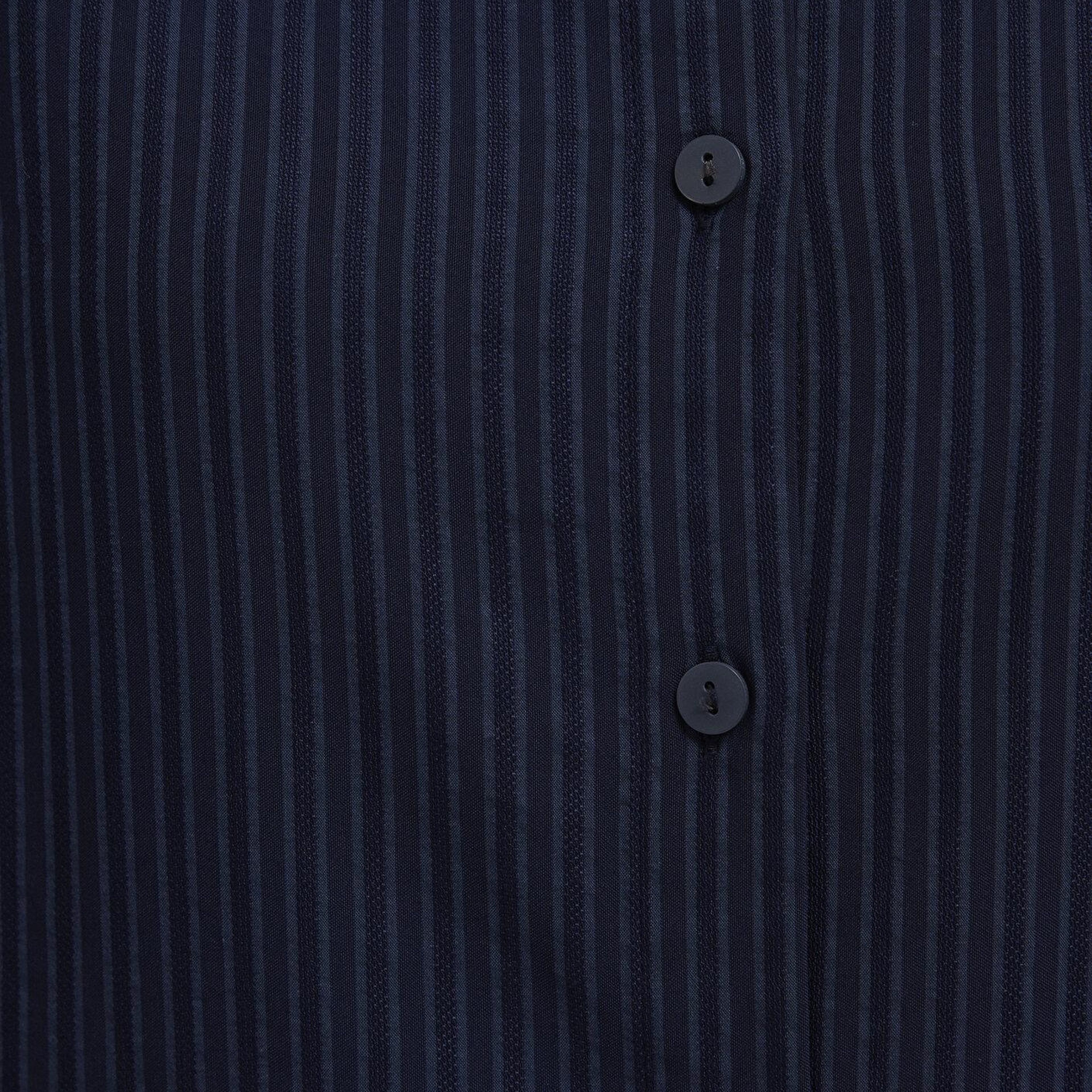 Mavi Çizgili Lacivert Gömlek Oversize / Geniş Kesim 1210878-83699