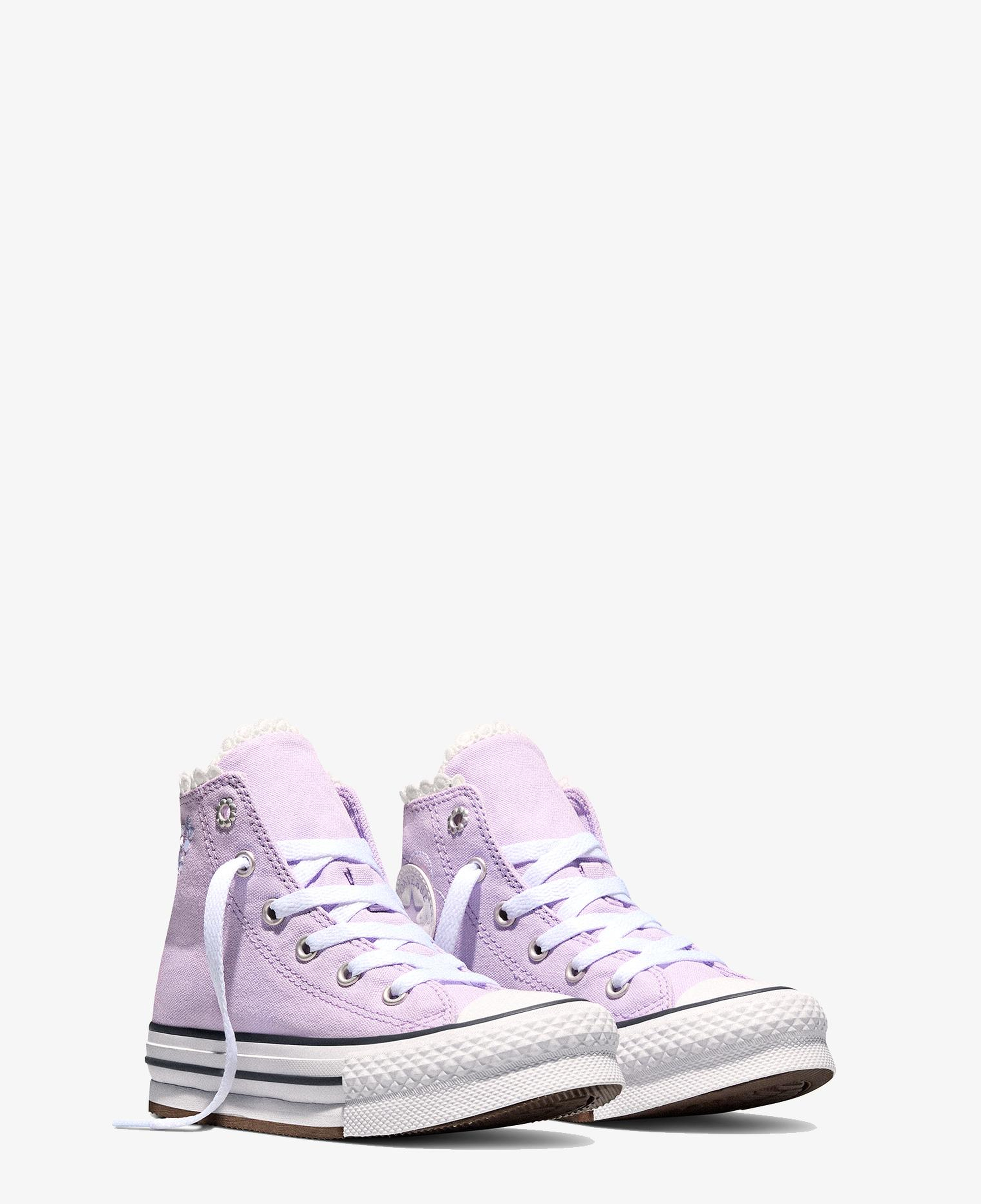 Converse Chuck Taylor All Star EVA Lift Çocuk Çiçek Desenli Lila Sneaker