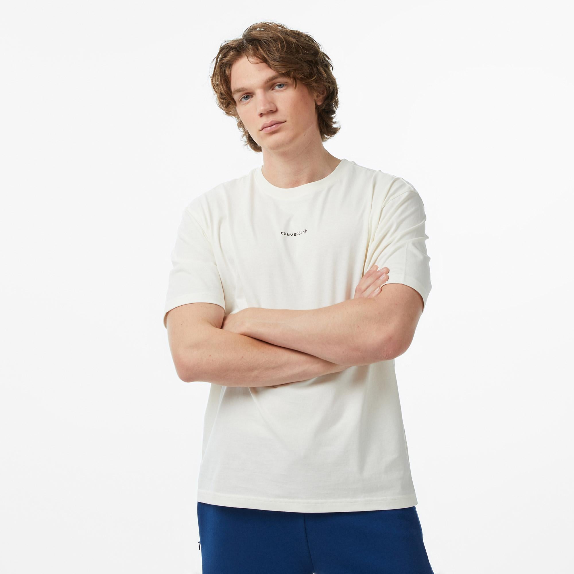 Converse Erkek Krem Grafik Baskılı T-Shirt