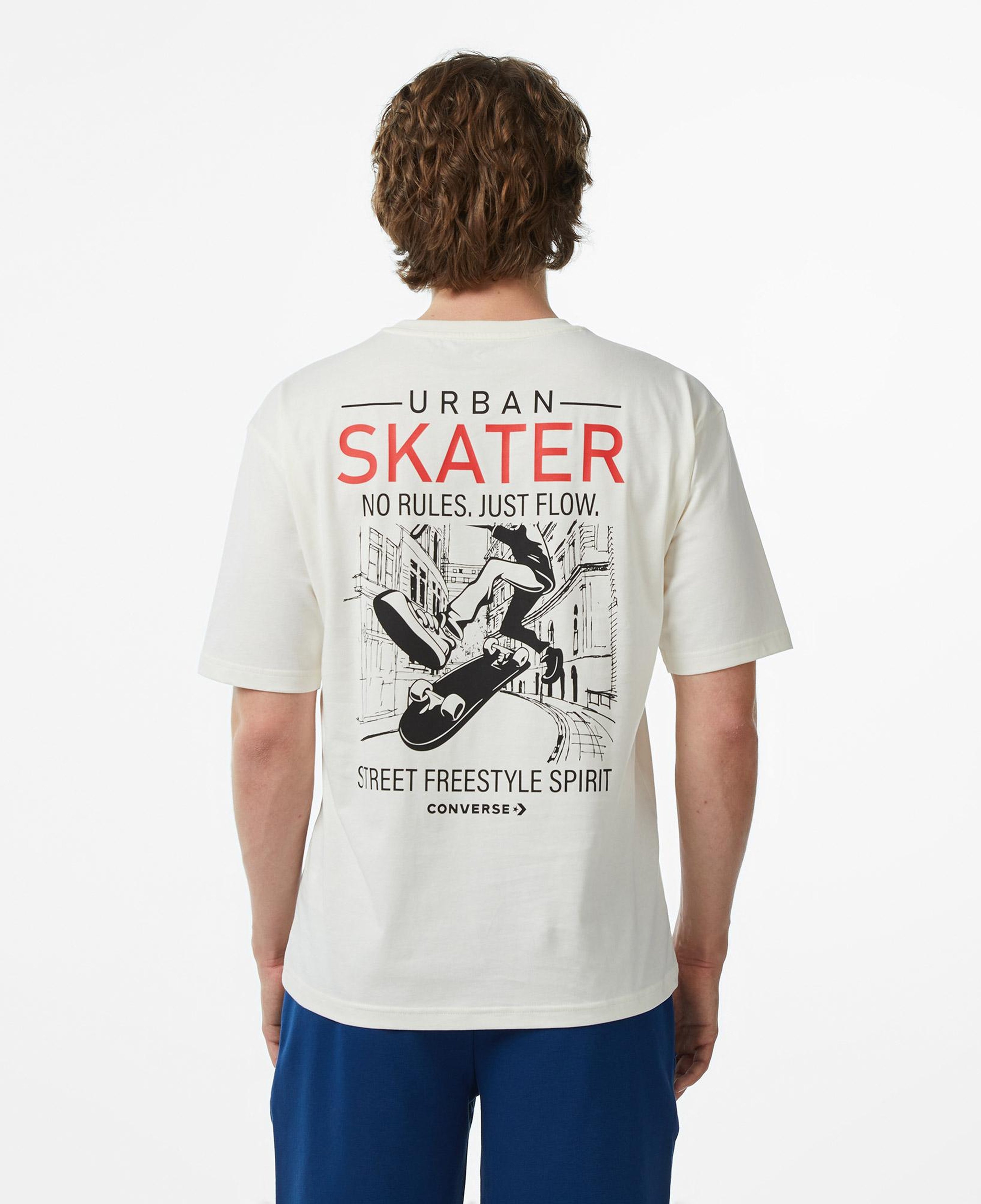 Converse Erkek Krem Grafik Baskılı T-Shirt