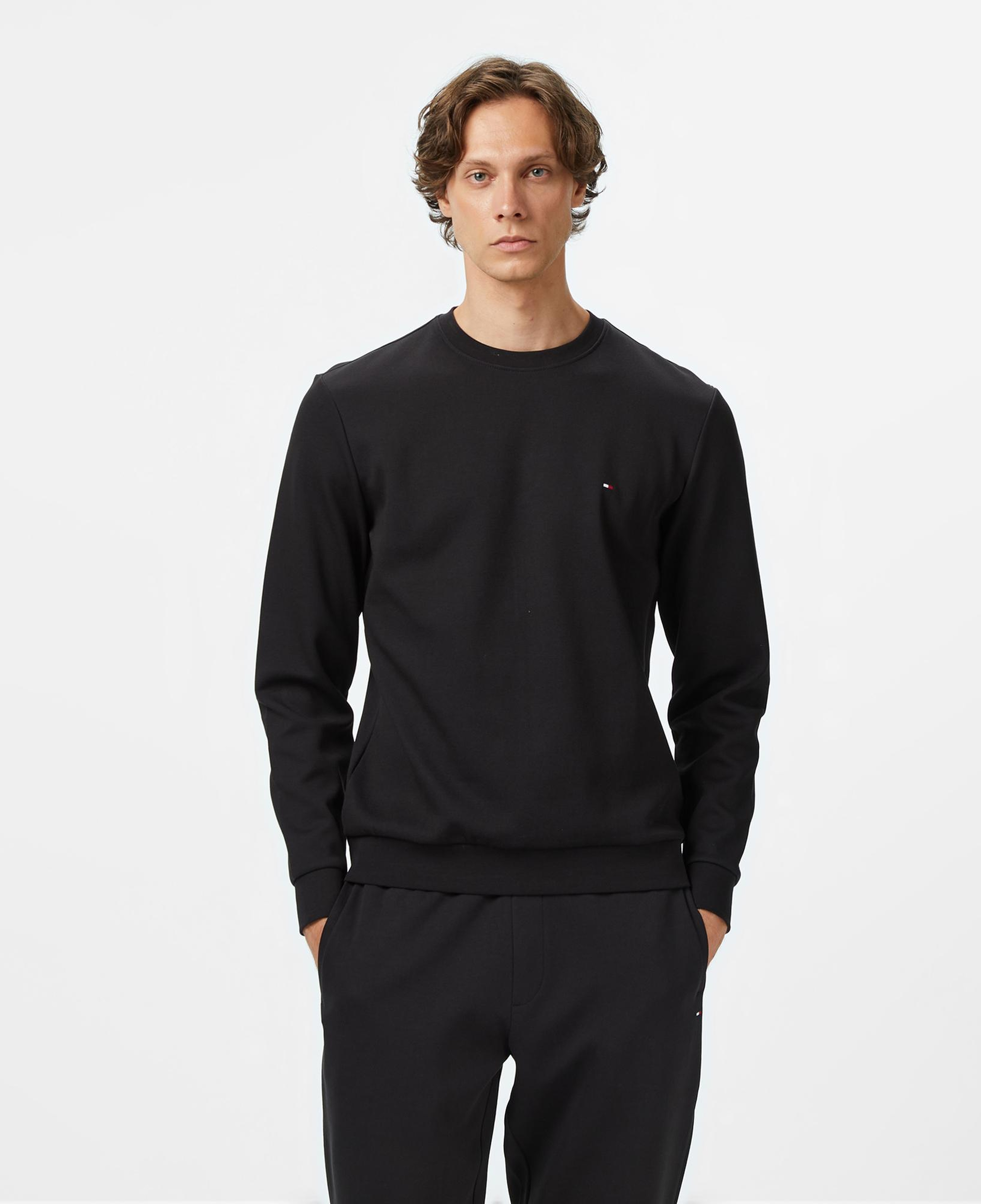 Tommy Hilfiger Essential Intechno Yuvarlak Yaka Erkek Siyah Sweatshirt