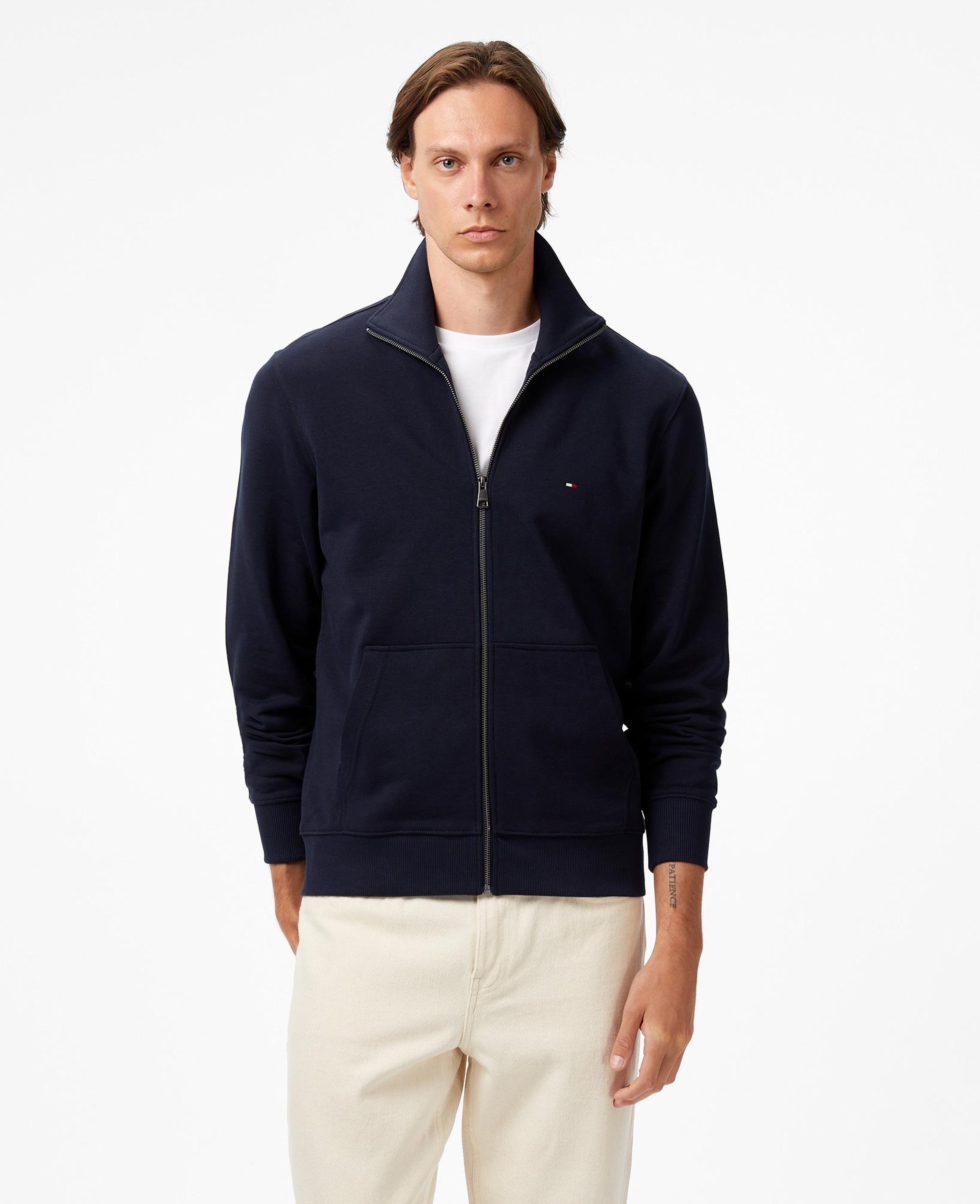 Tommy Hilfiger Essential Terry Stand Collar Erkek Fermuarlı Lacivert Sweatshirt