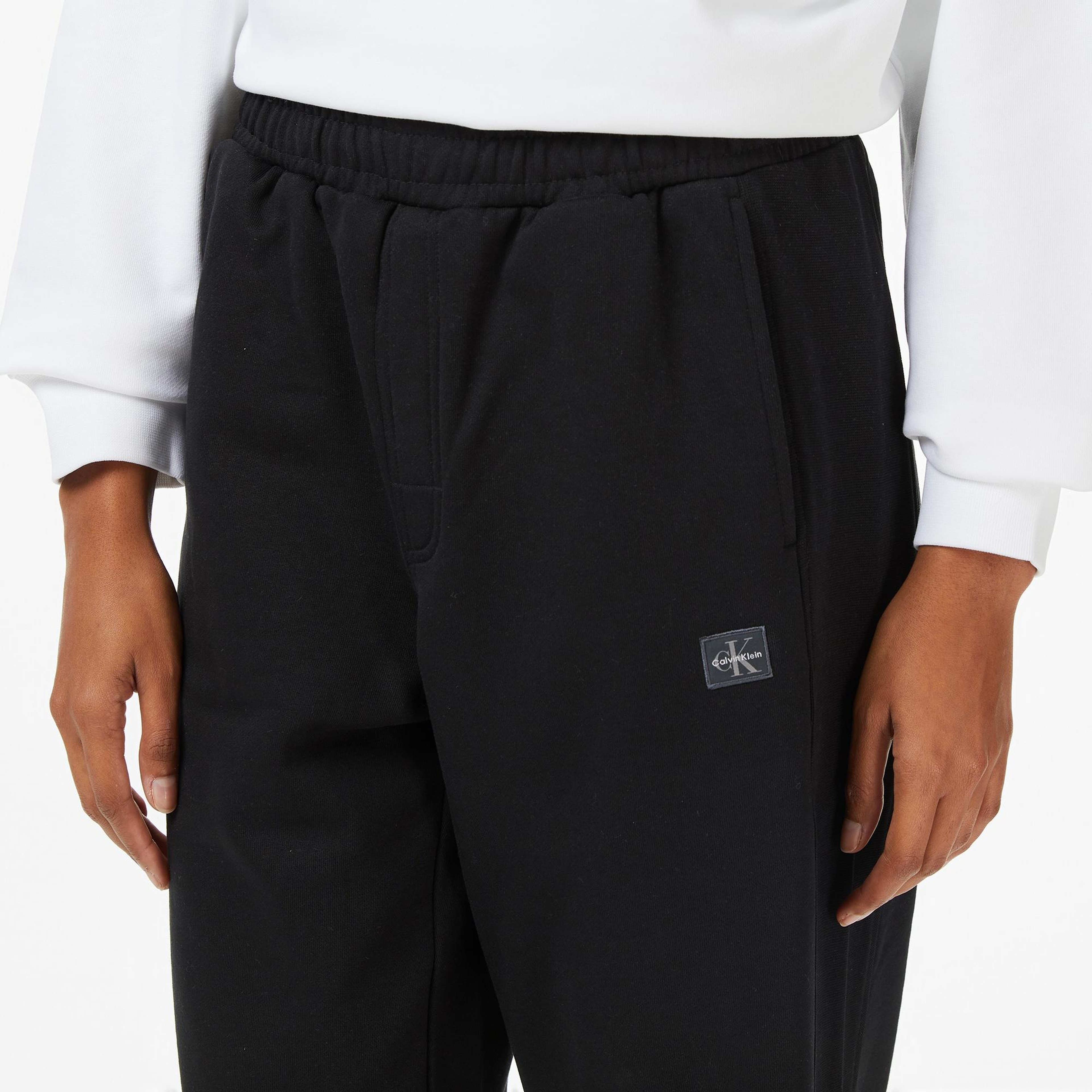 Calvin Klein French Terry Badge Logo Kadın Siyah Eşofman Altı