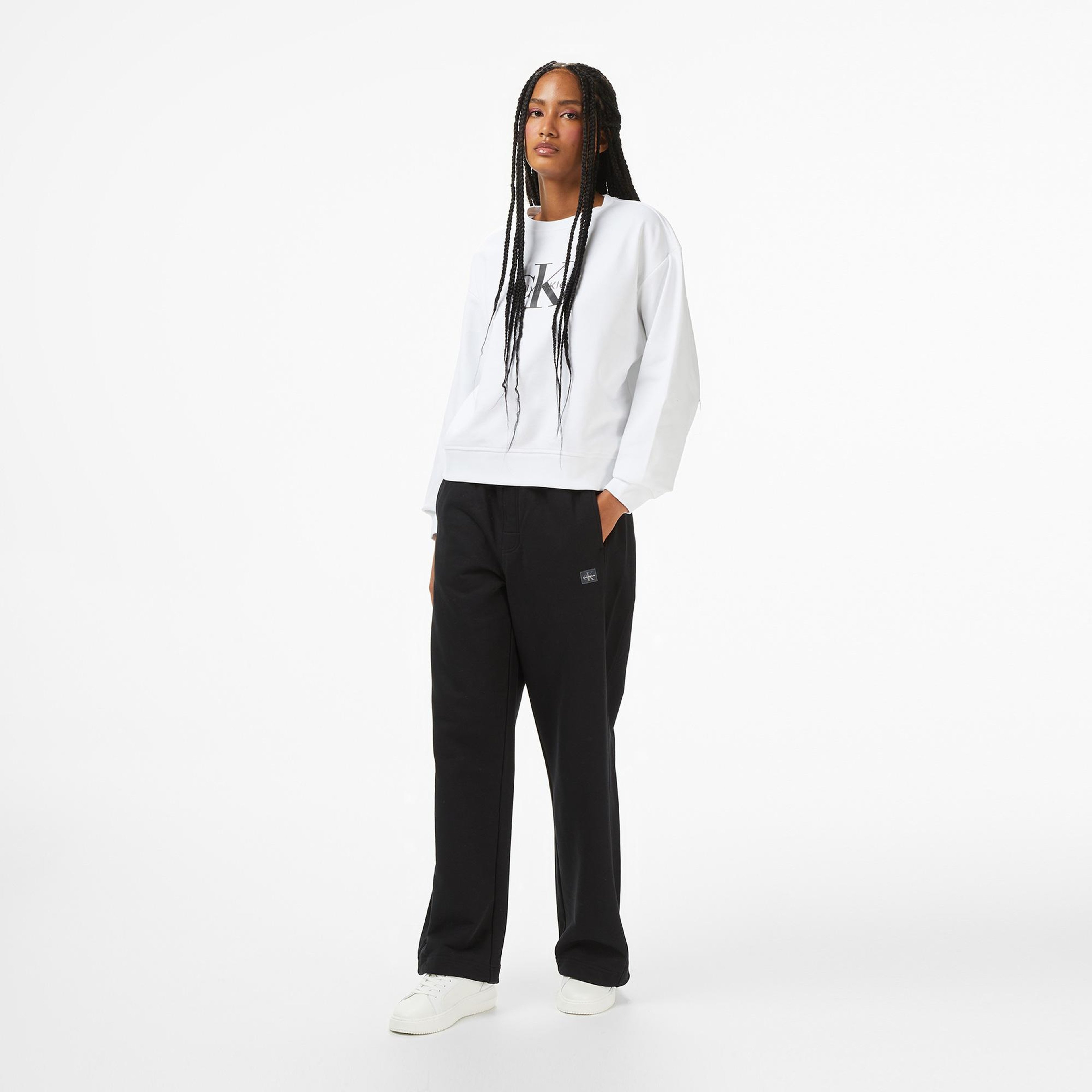 Calvin Klein French Terry Badge Logo Kadın Siyah Eşofman Altı