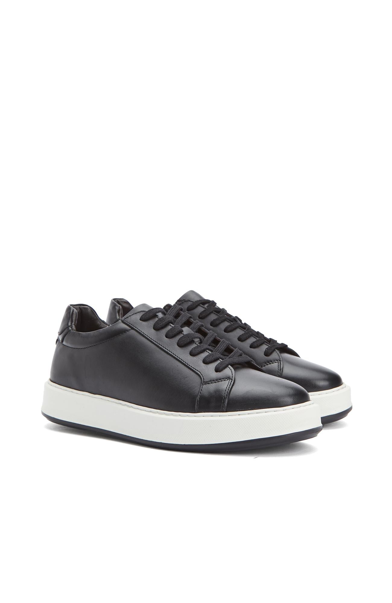 Divarese Erkek Siyah Günlük Rahat Deri Sneaker