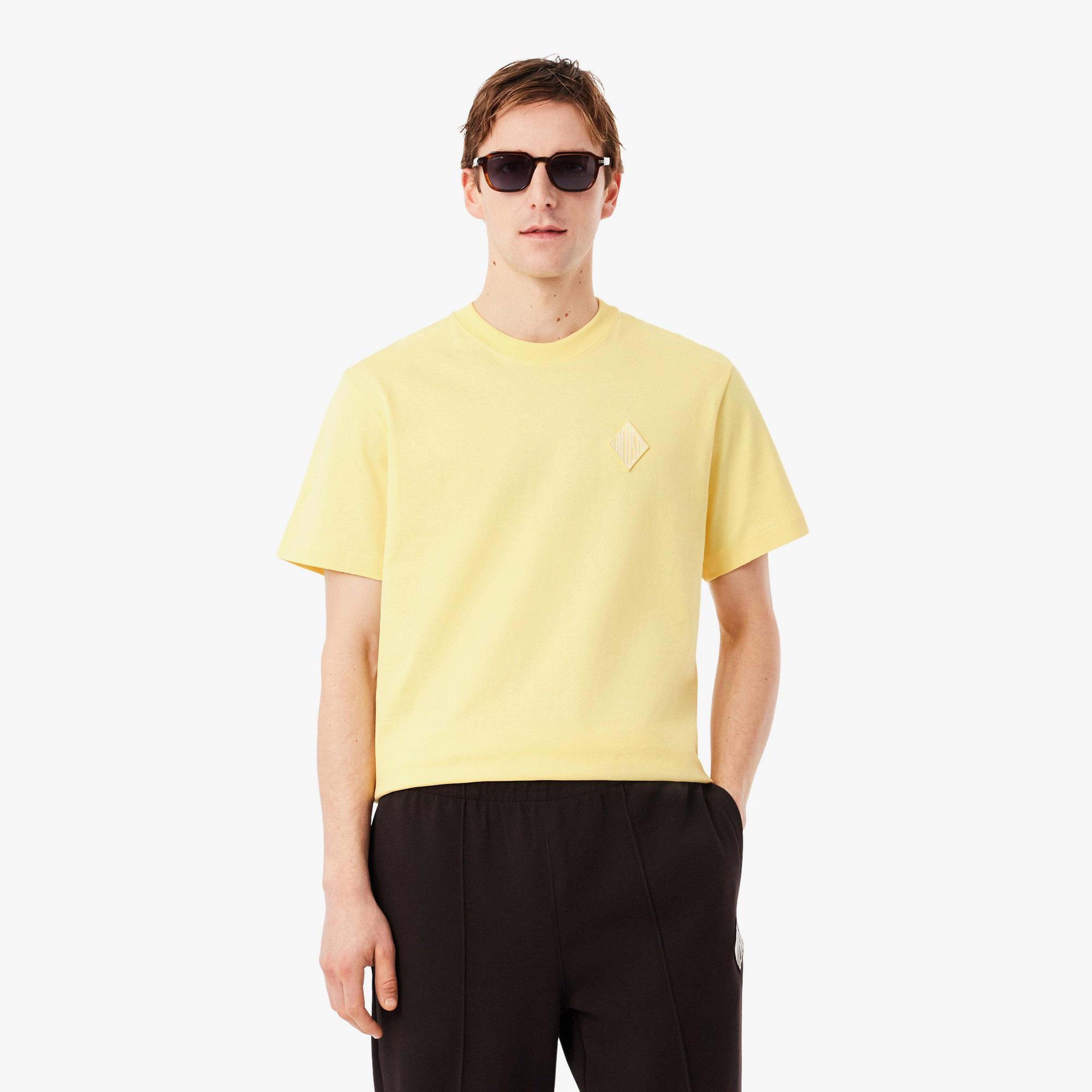 Erkek Classic Fit Bisiklet Yaka Sarı T-Shirt