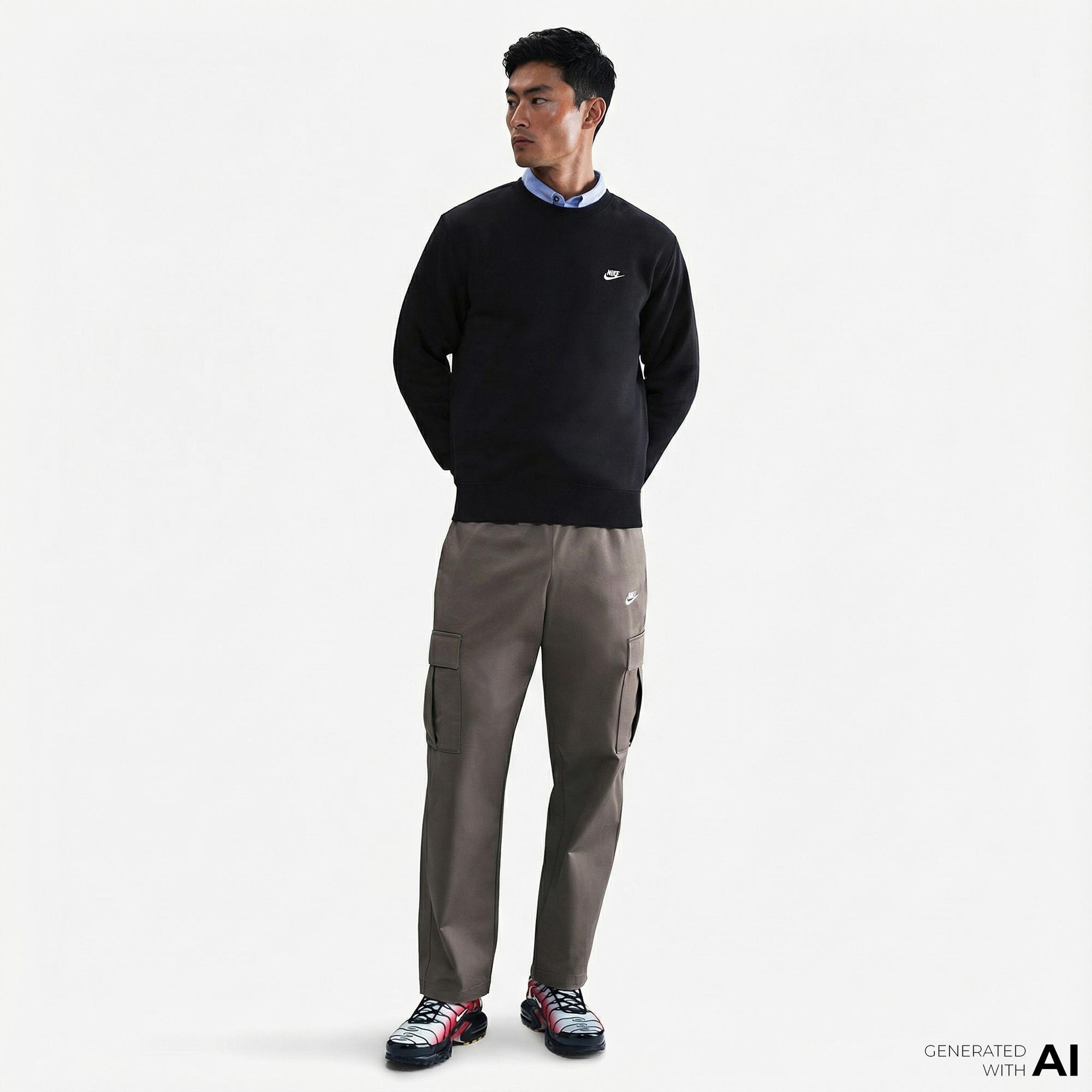 Nike Club Crew Erkek Siyah Sweatshirt