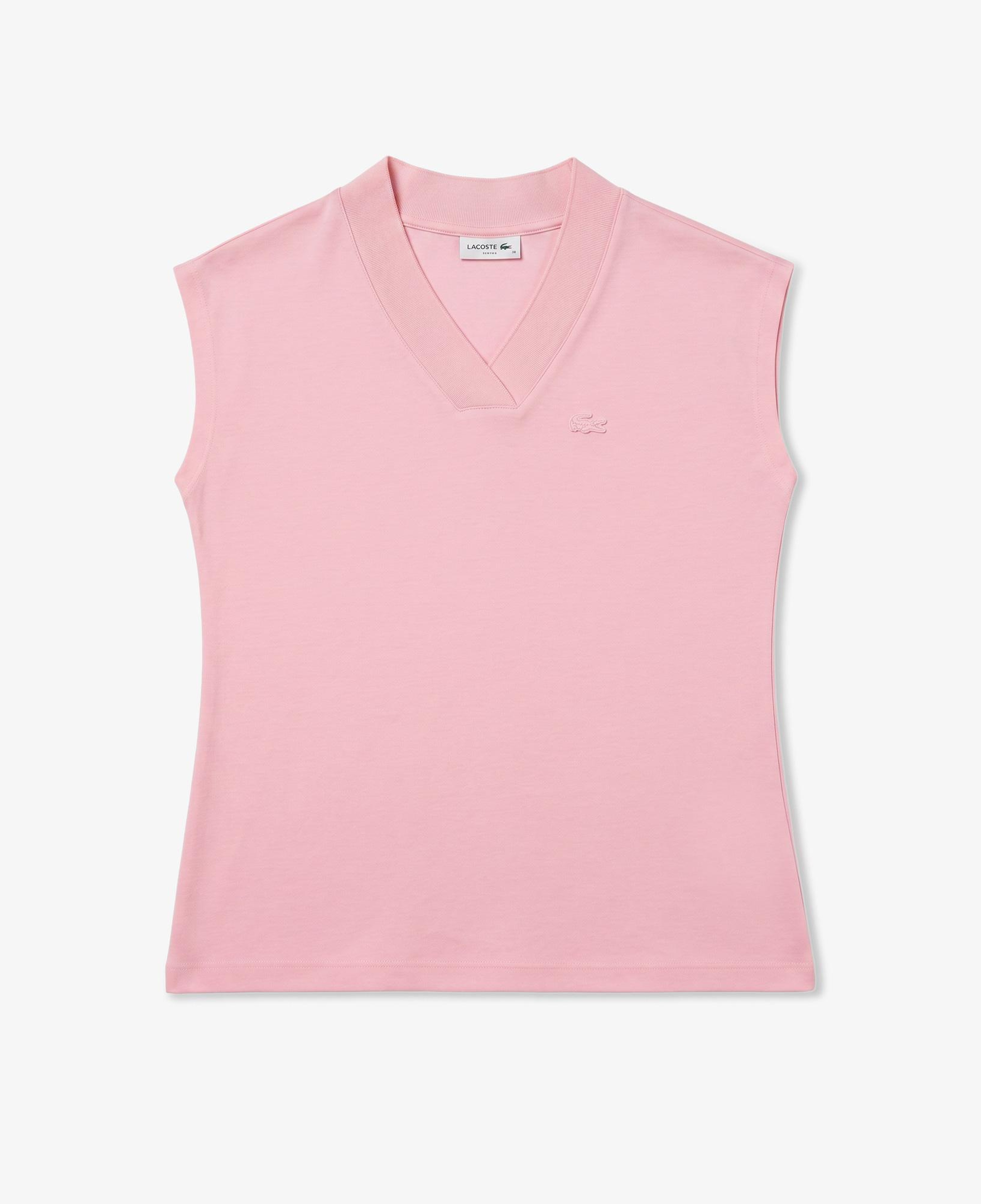 Kadın Slim Fit Kolsuz V Yaka Açık Pembe Bluz