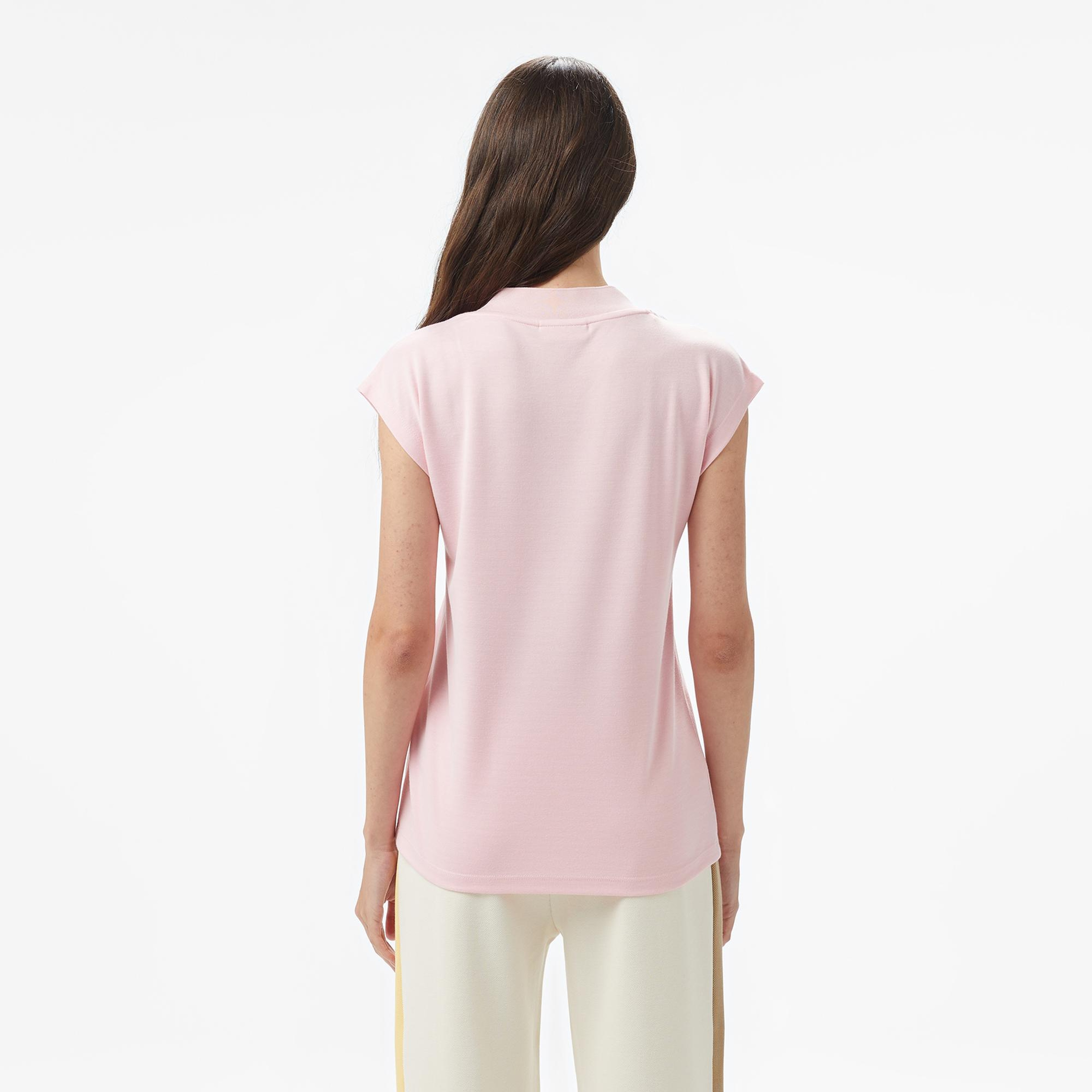 Kadın Slim Fit Kolsuz V Yaka Açık Pembe Bluz