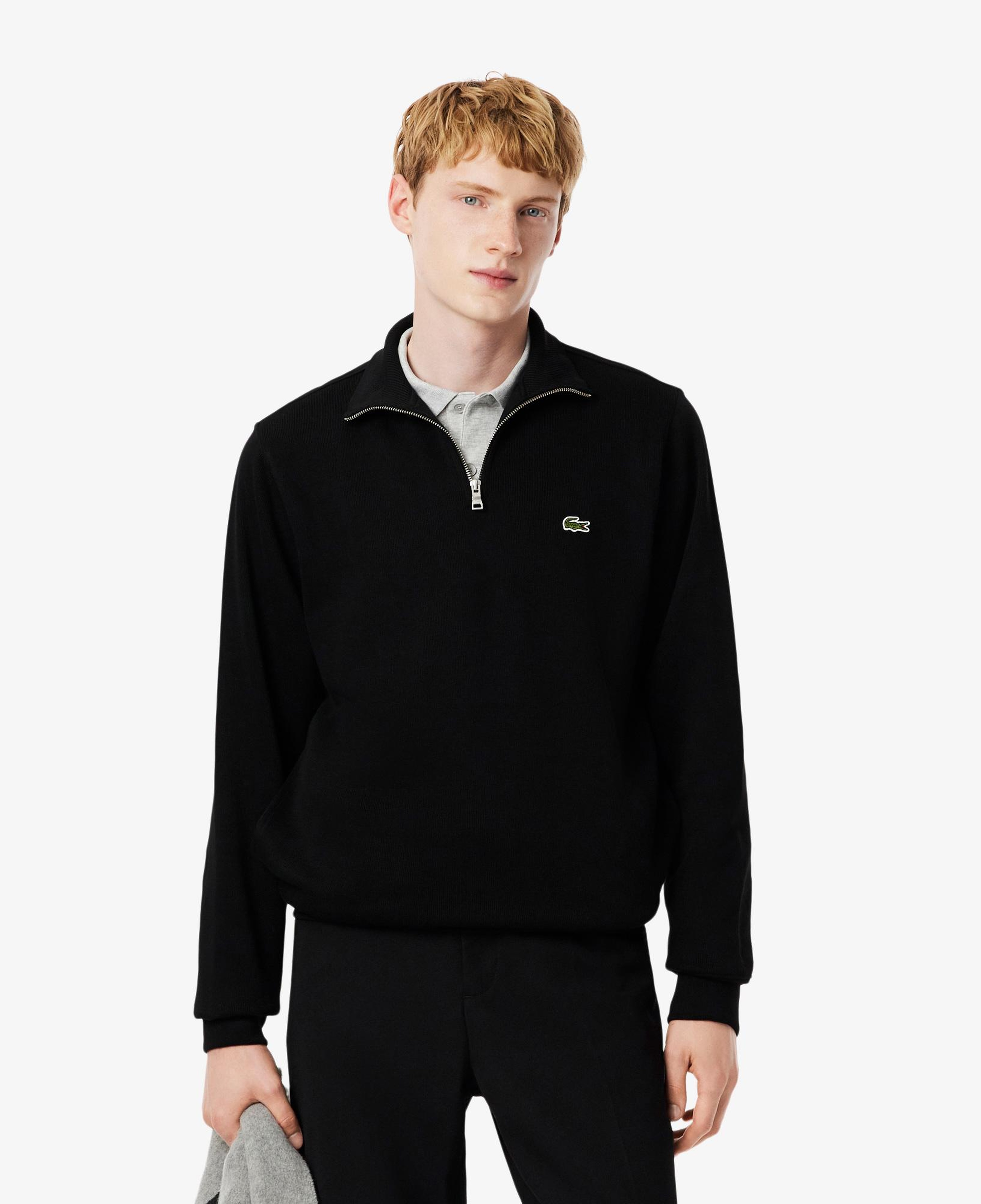 Lacoste Erkek Classic Fit Yarım Fermuarlı Siyah Sweatshirt