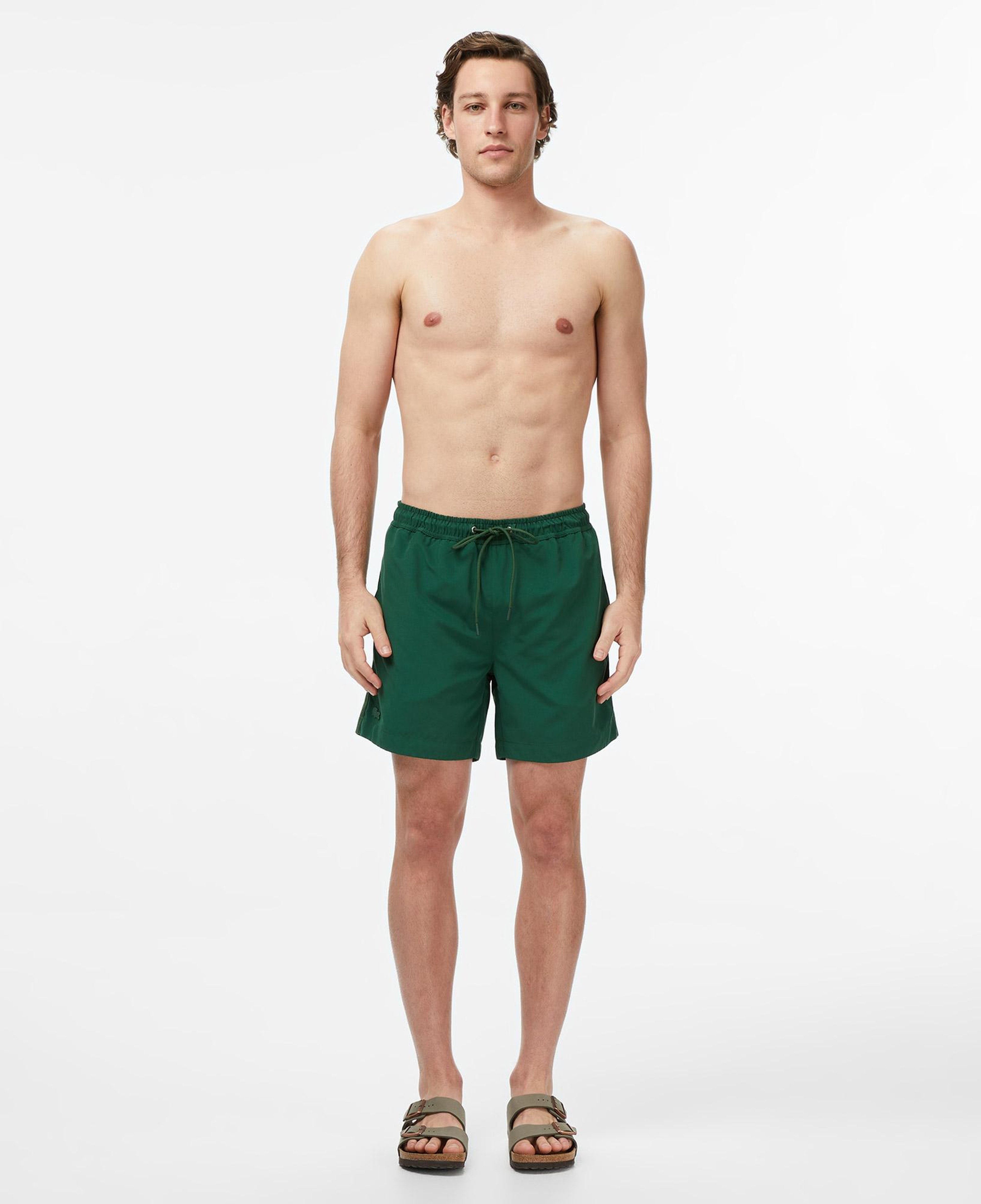 Erkek Regular Fit Koyu Yeşil Deniz Şortu