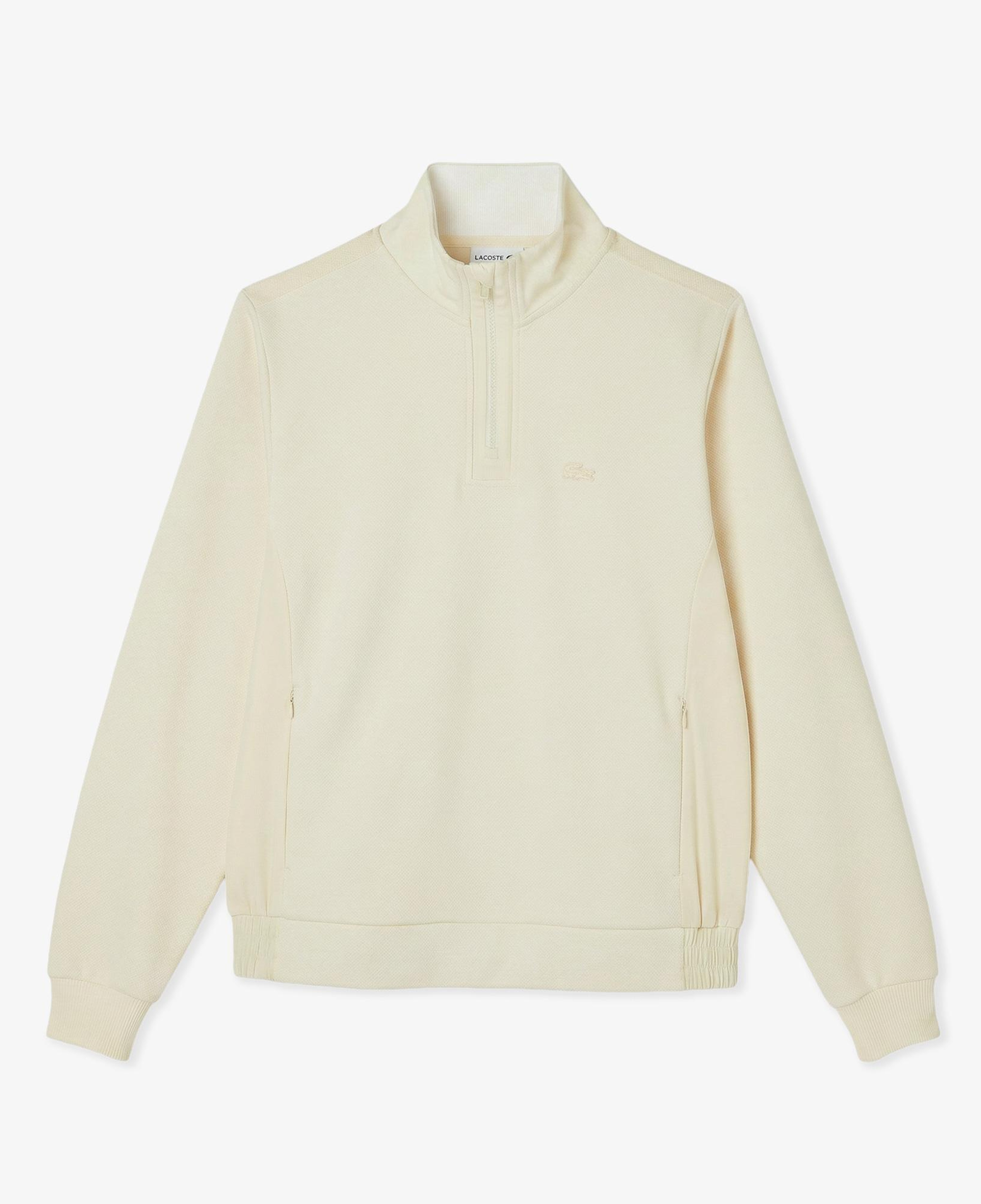 Erkek Classic Fit Yarım Fermuarlı Bej Sweatshirt