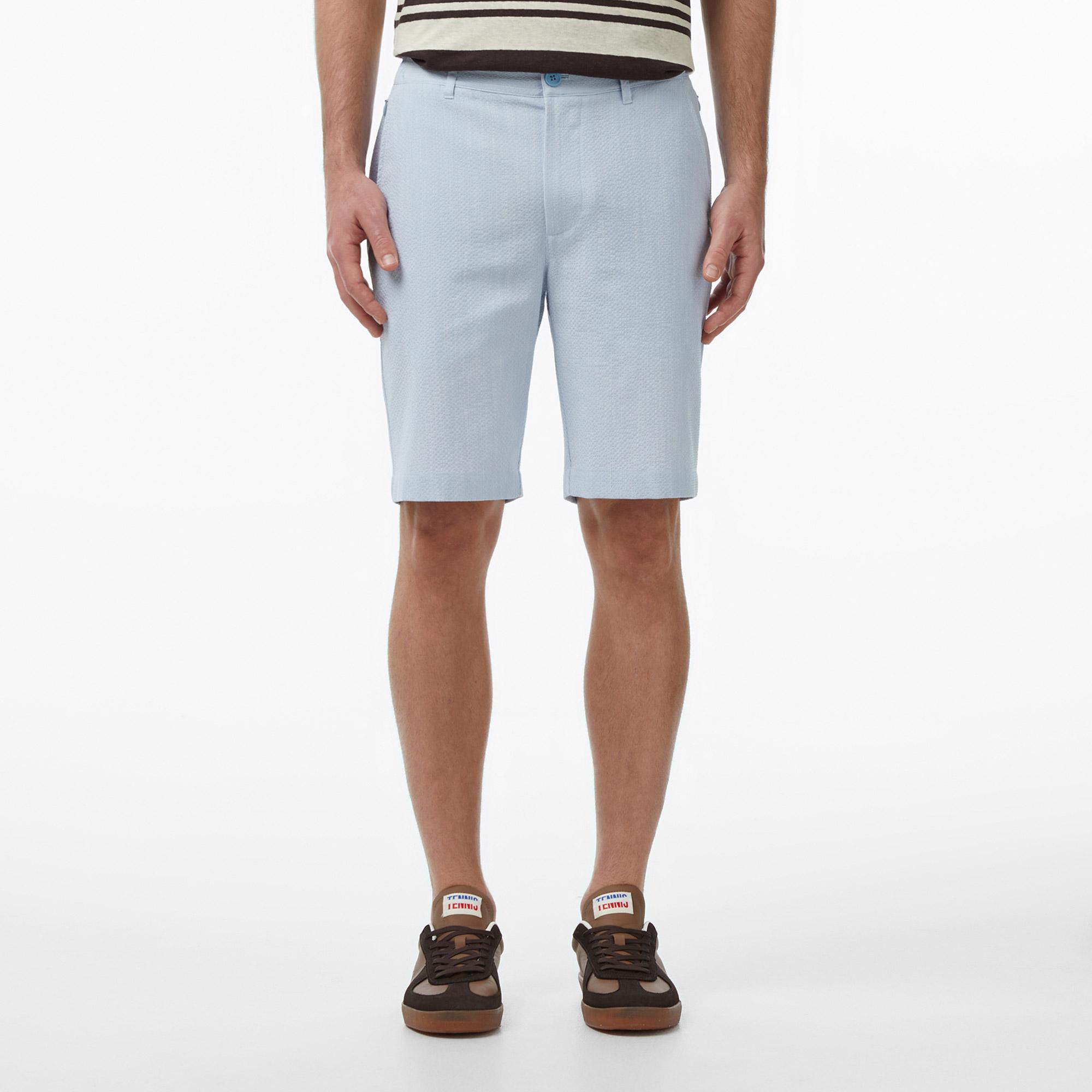 Erkek Tapered Fit Mavi Bermuda Şort