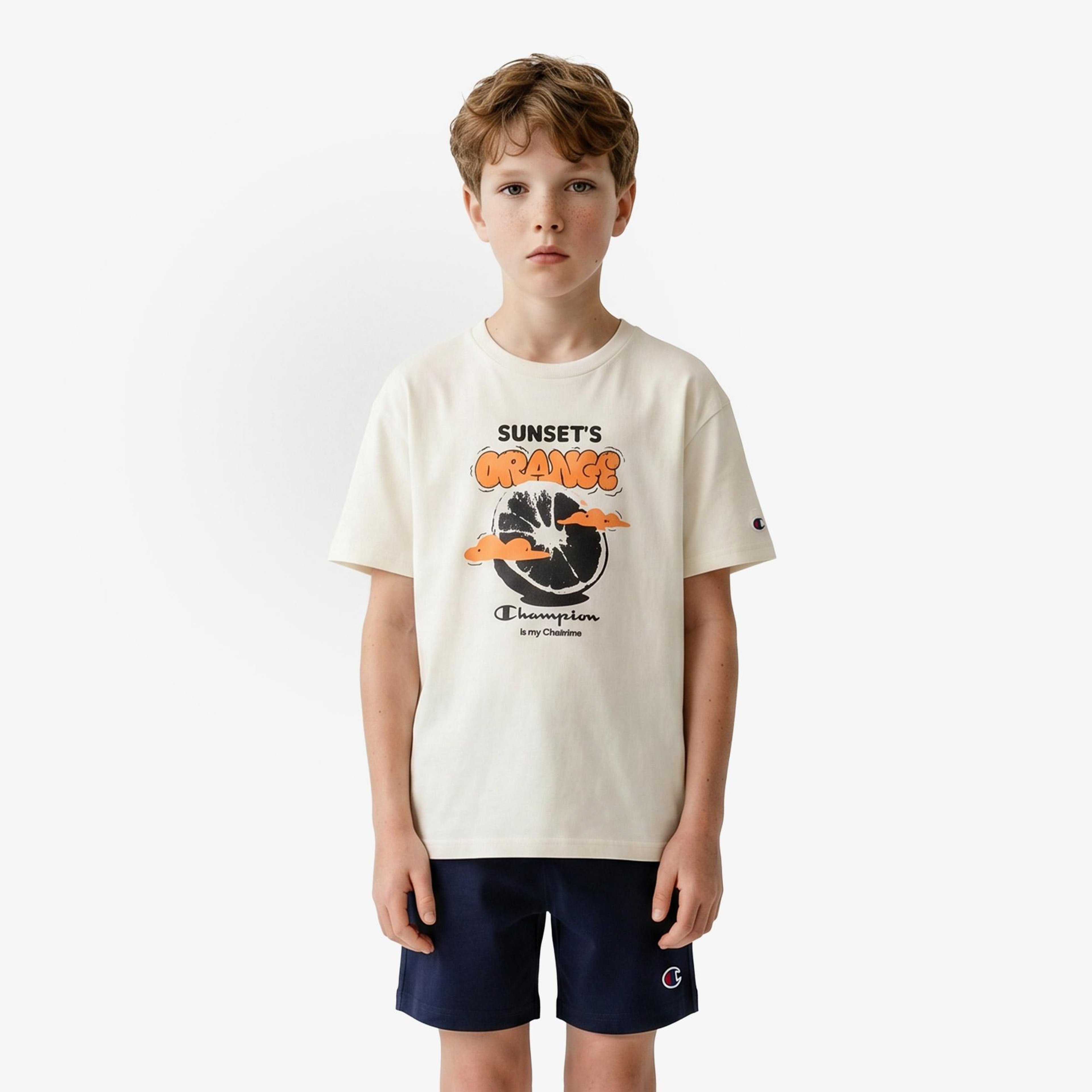 Champion Crewneck Çocuk Beyaz T-Shirt