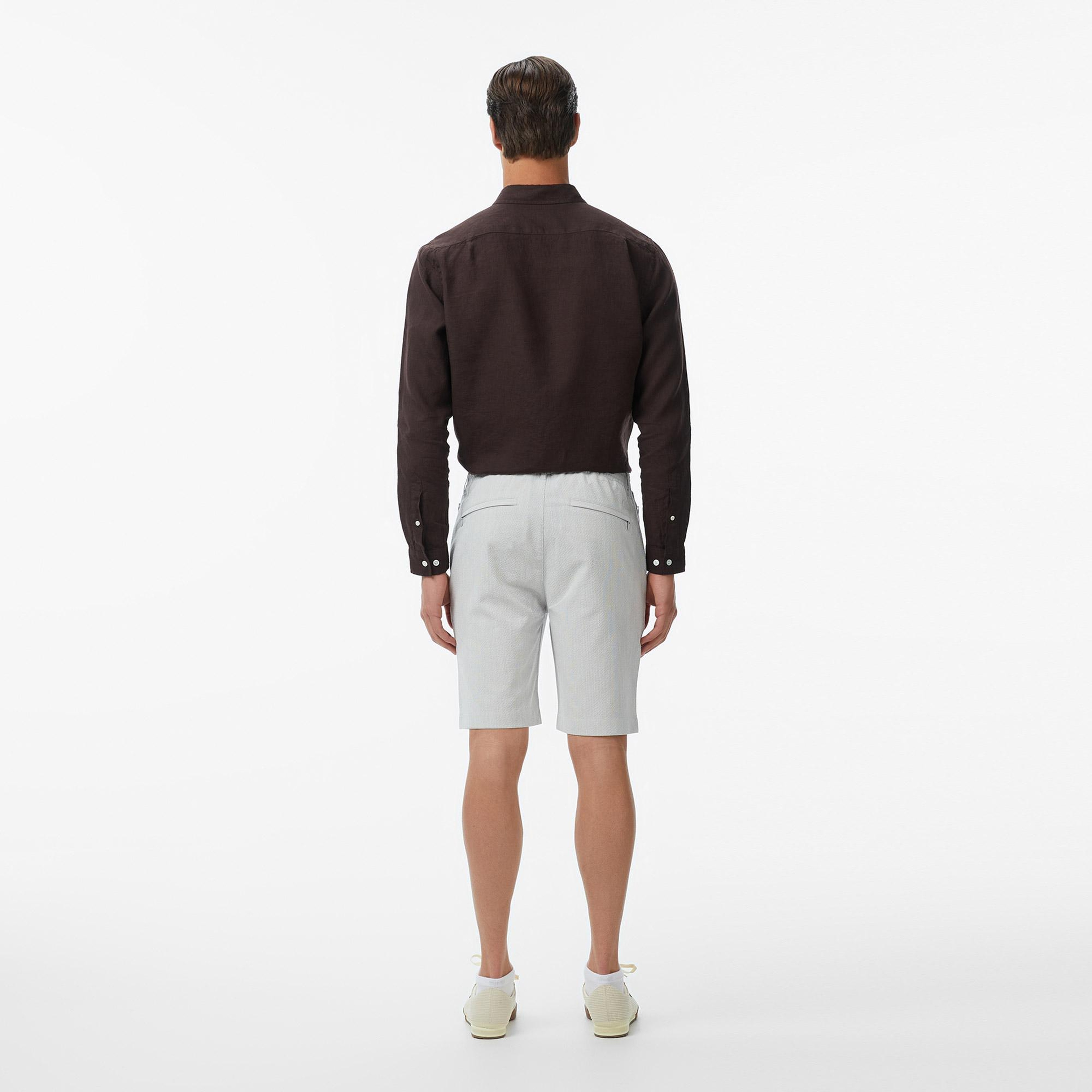 Erkek Tapered Fit Gri Bermuda Şort