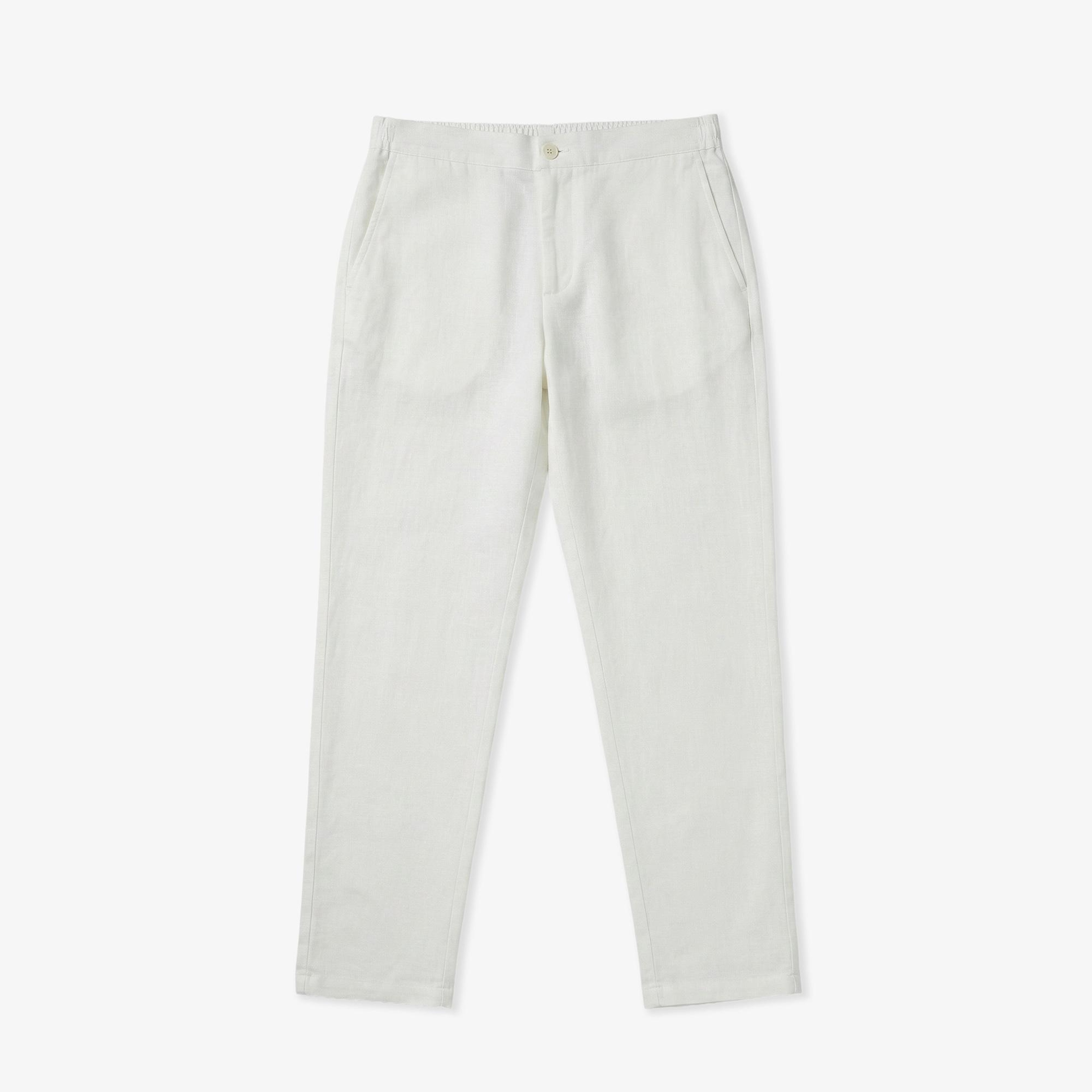 Erkek Tapered Fit Beyaz Chino Pantolon