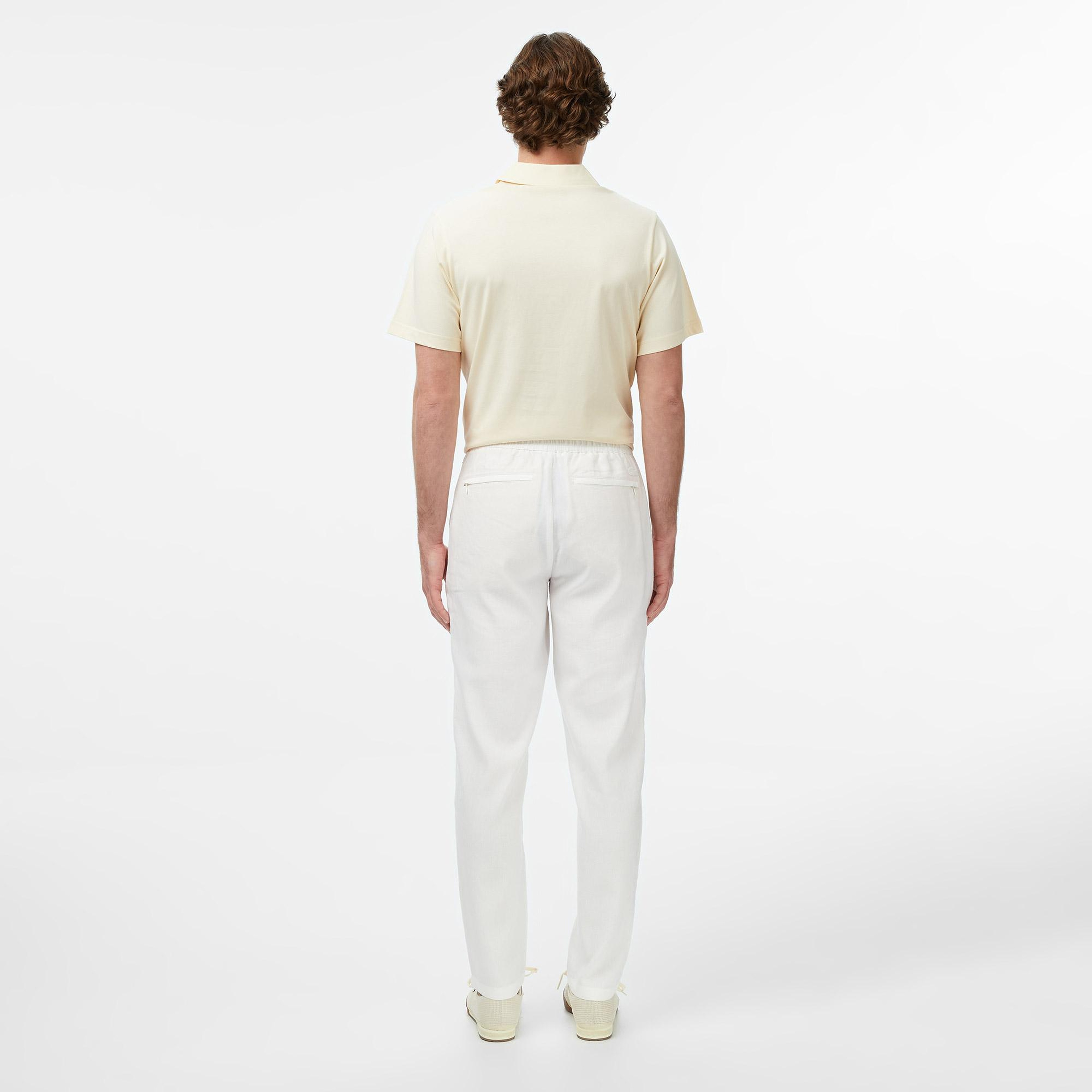 Erkek Tapered Fit Beyaz Chino Pantolon