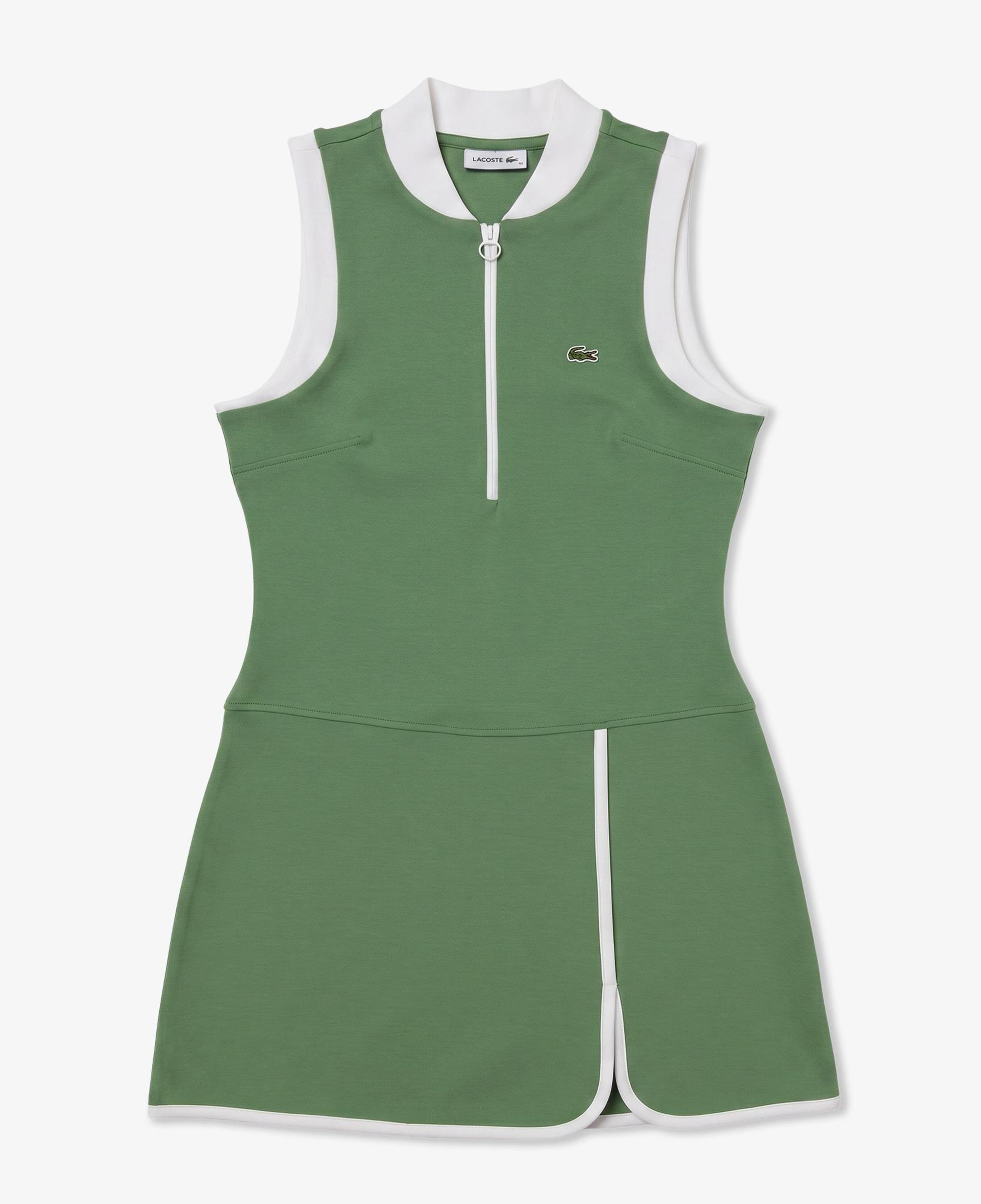 Kadın Classic Fit Kolsuz Yarım Fermuarlı Yeşil Elbise