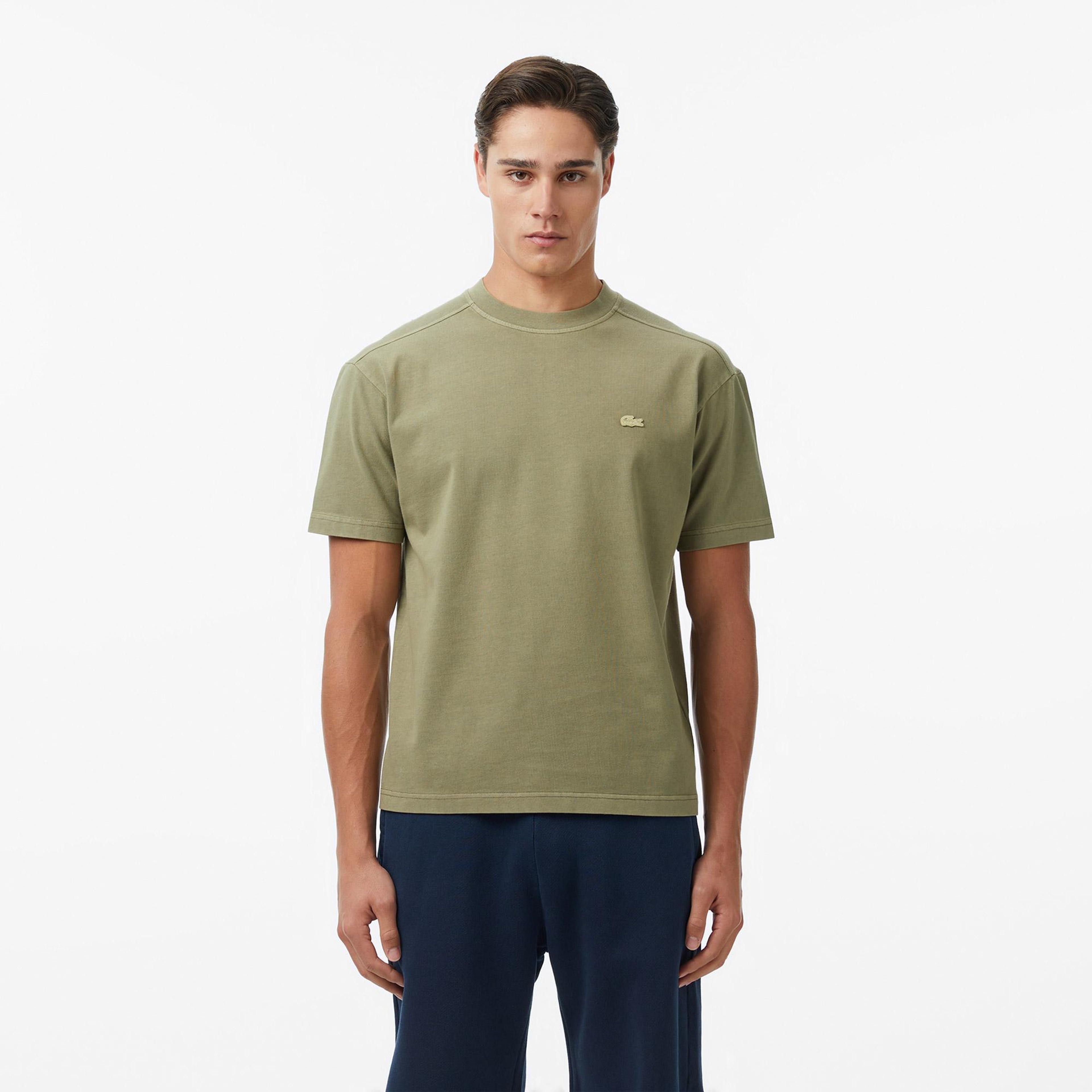Erkek Relaxed Fit Bisiklet Yaka Haki T-Shirt