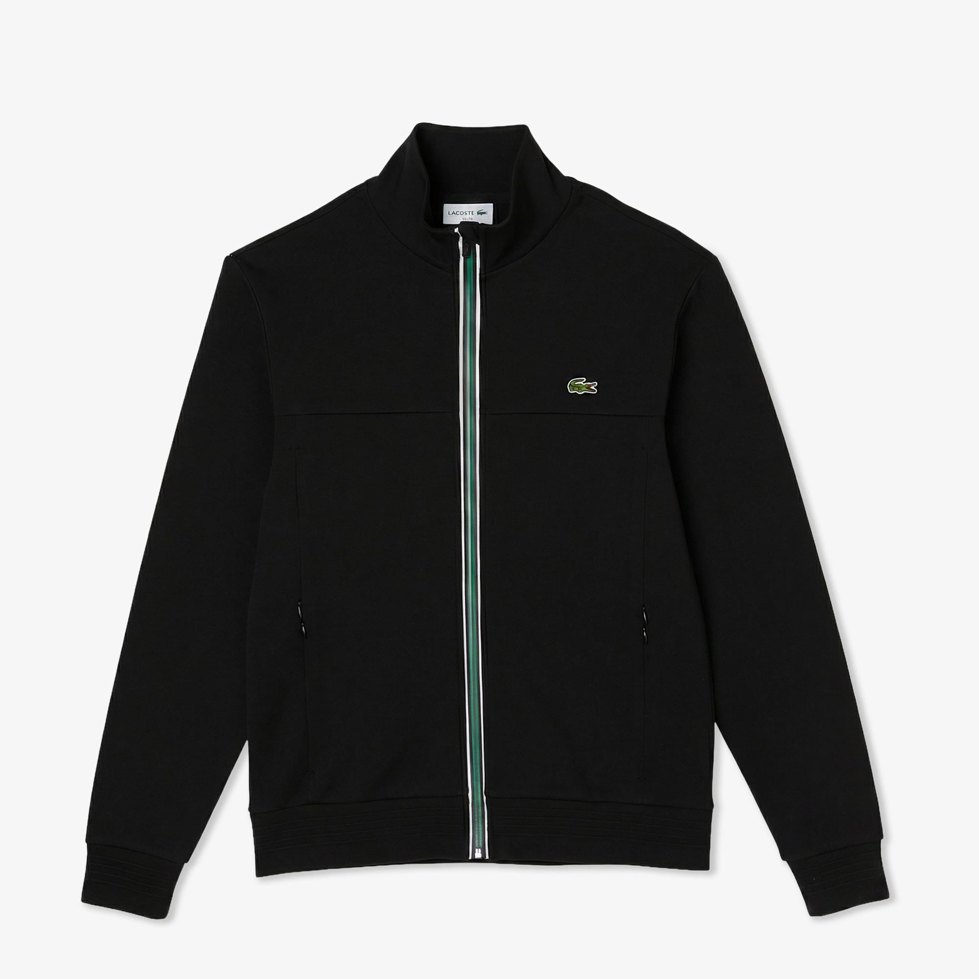 Erkek Slim Fit Fermuarlı Siyah Sweatshirt