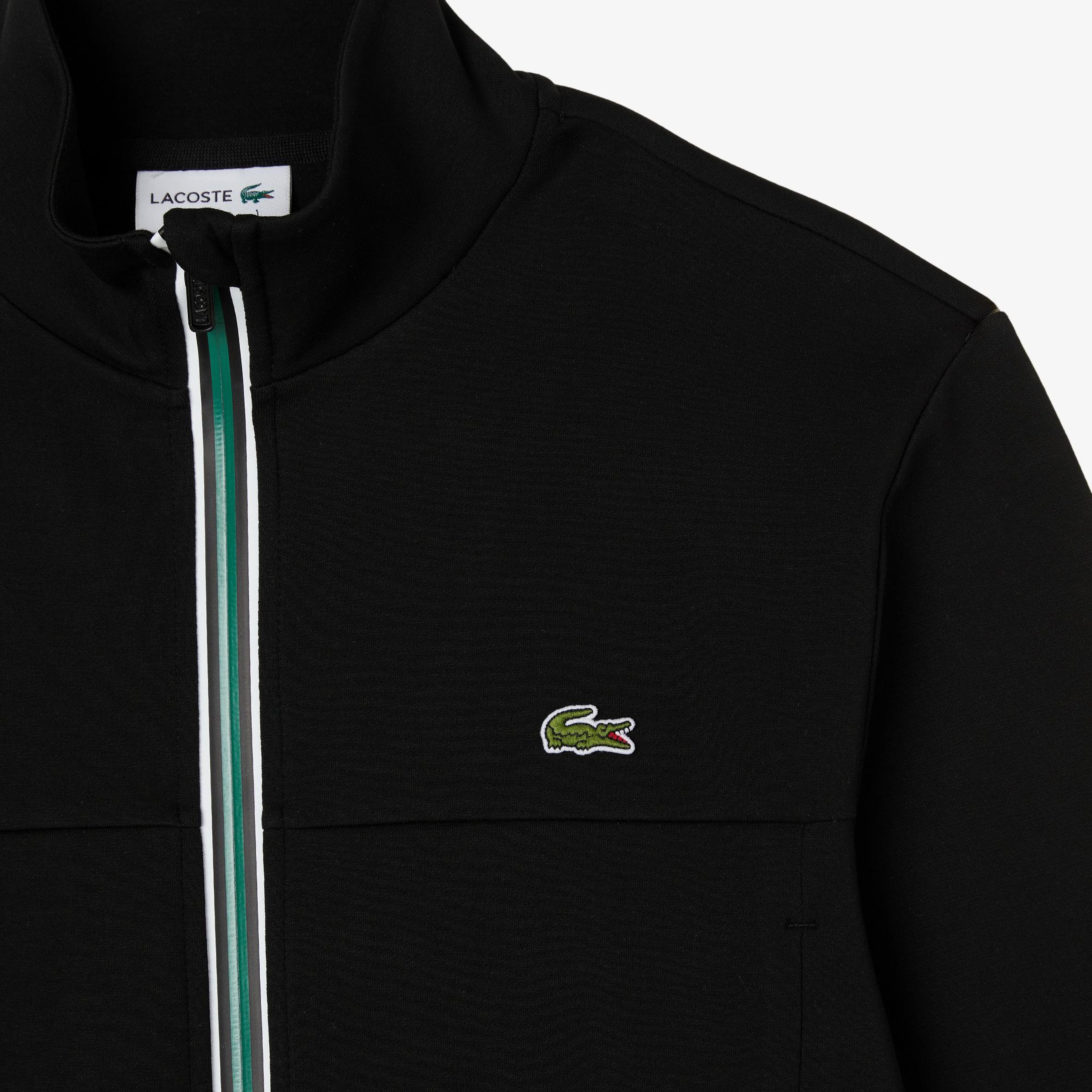Erkek Slim Fit Fermuarlı Siyah Sweatshirt