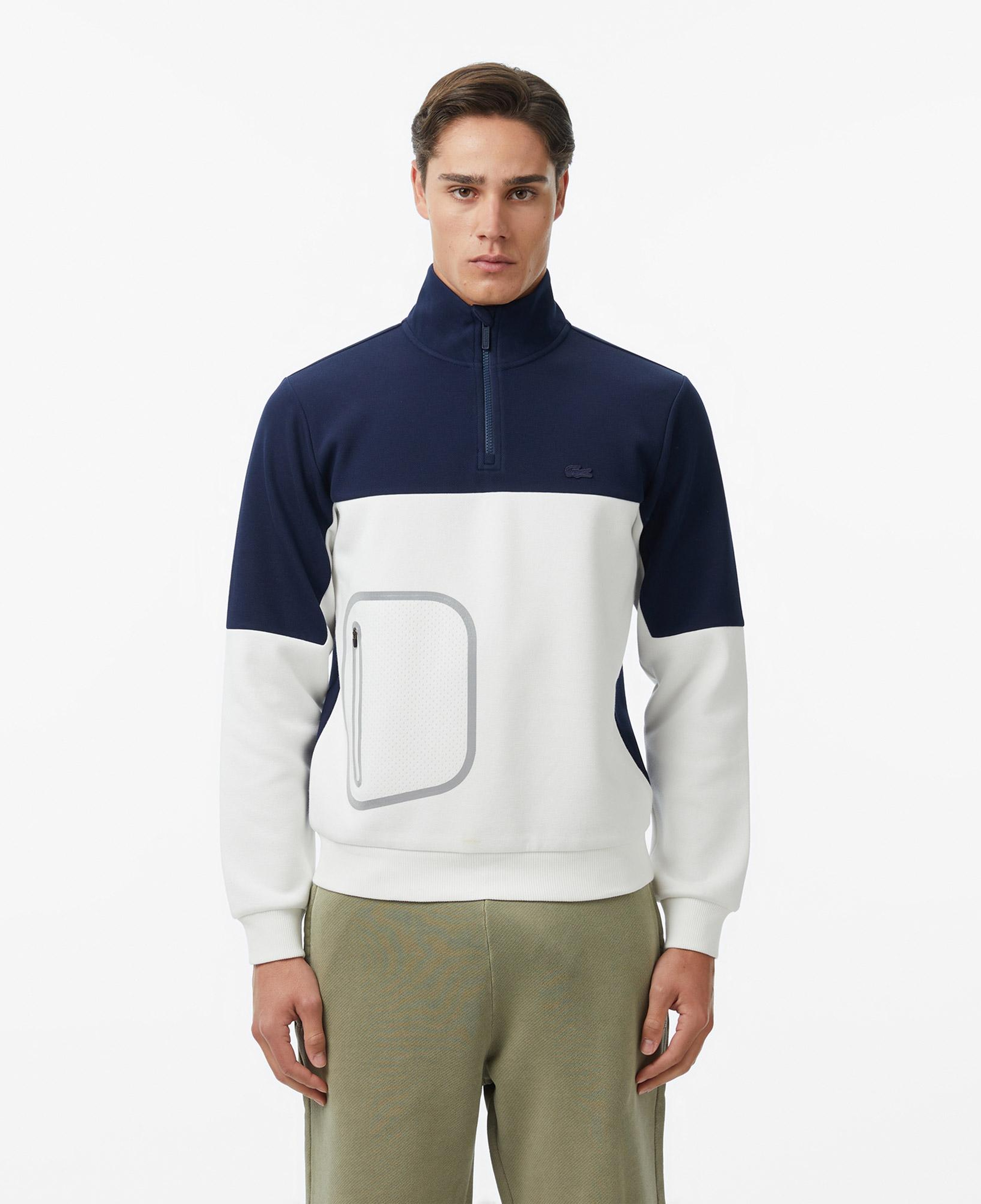 Erkek Relaxed Fit Dik Yaka Renk Bloklu Lacivert Sweatshirt