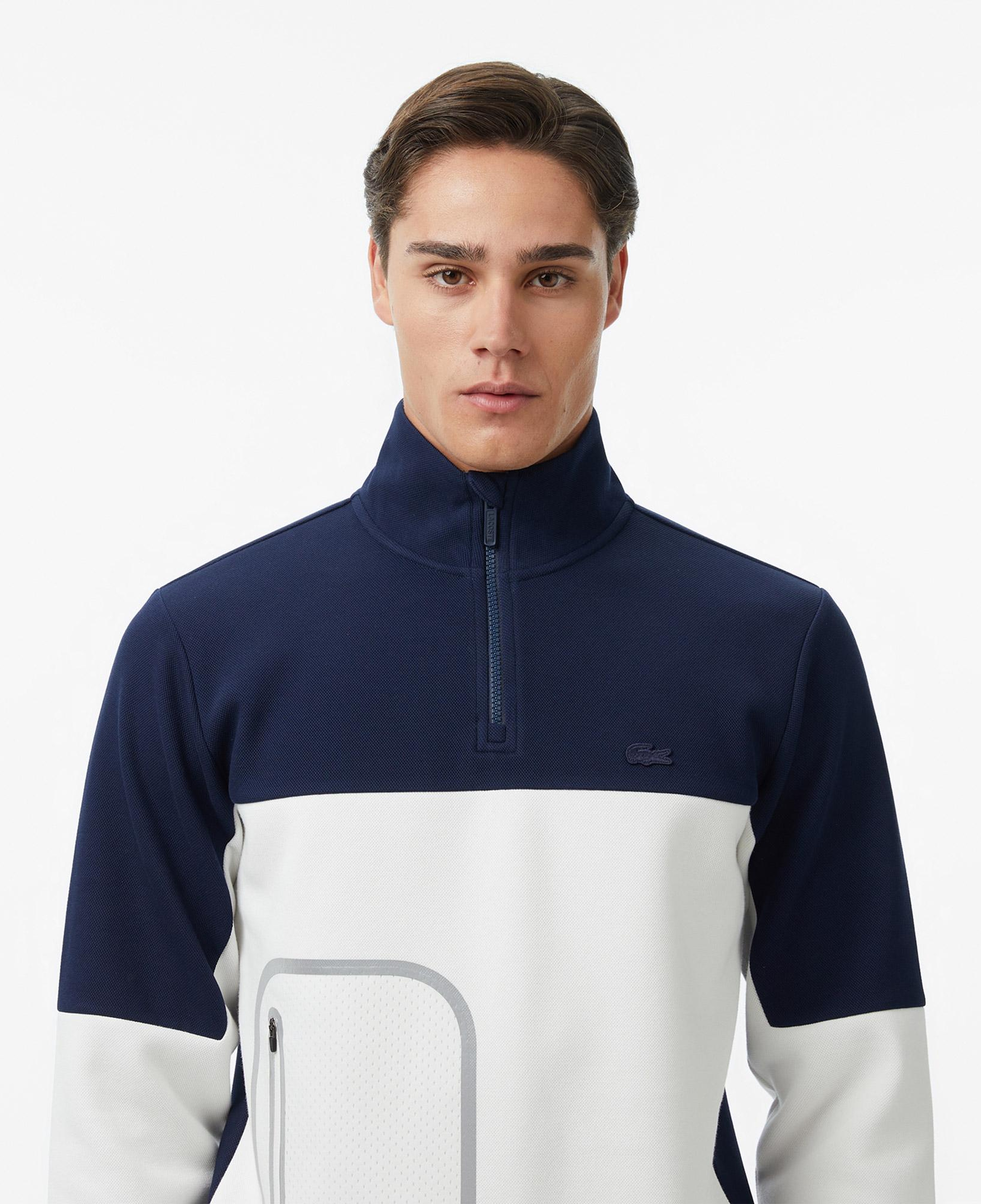 Erkek Relaxed Fit Dik Yaka Renk Bloklu Lacivert Sweatshirt