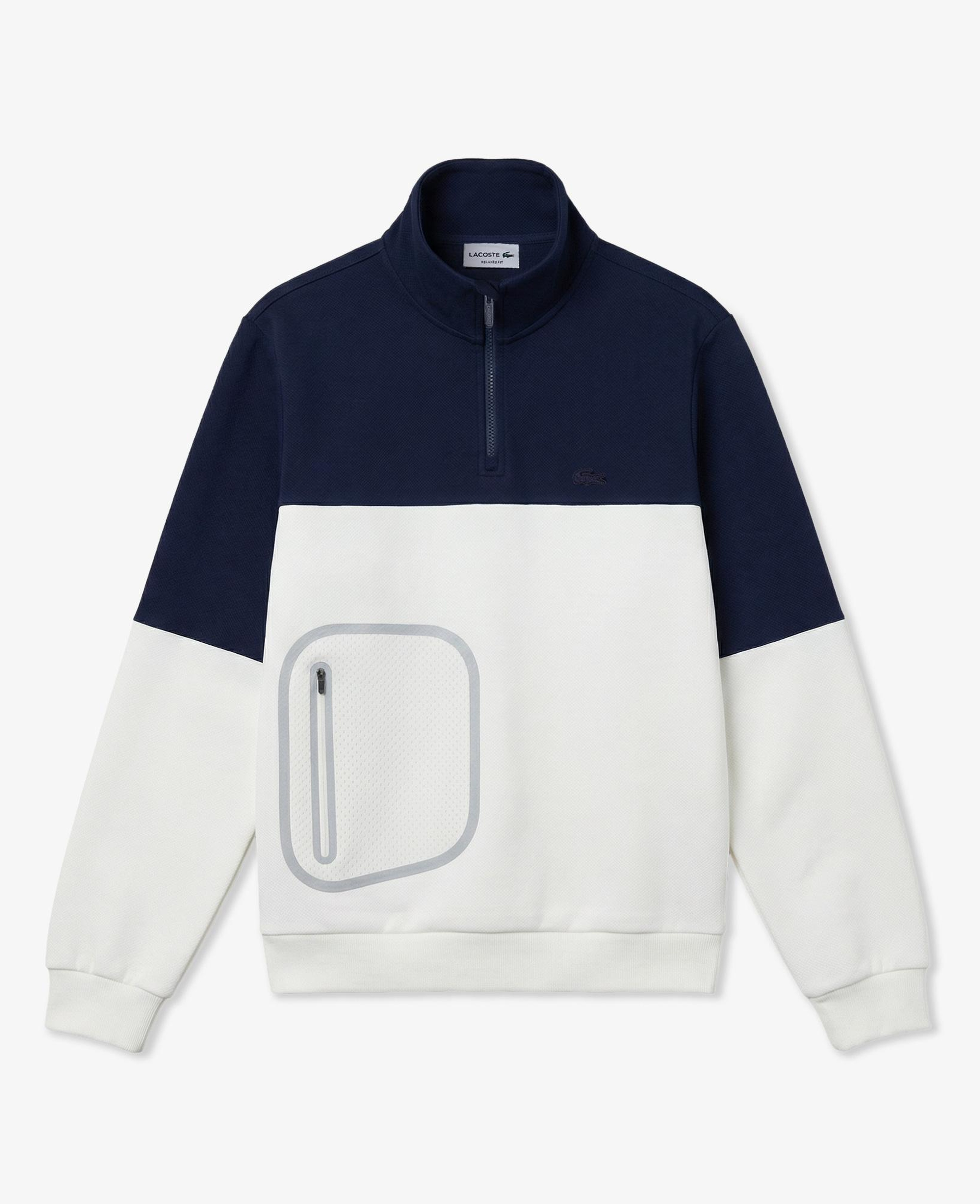 Erkek Relaxed Fit Dik Yaka Renk Bloklu Lacivert Sweatshirt