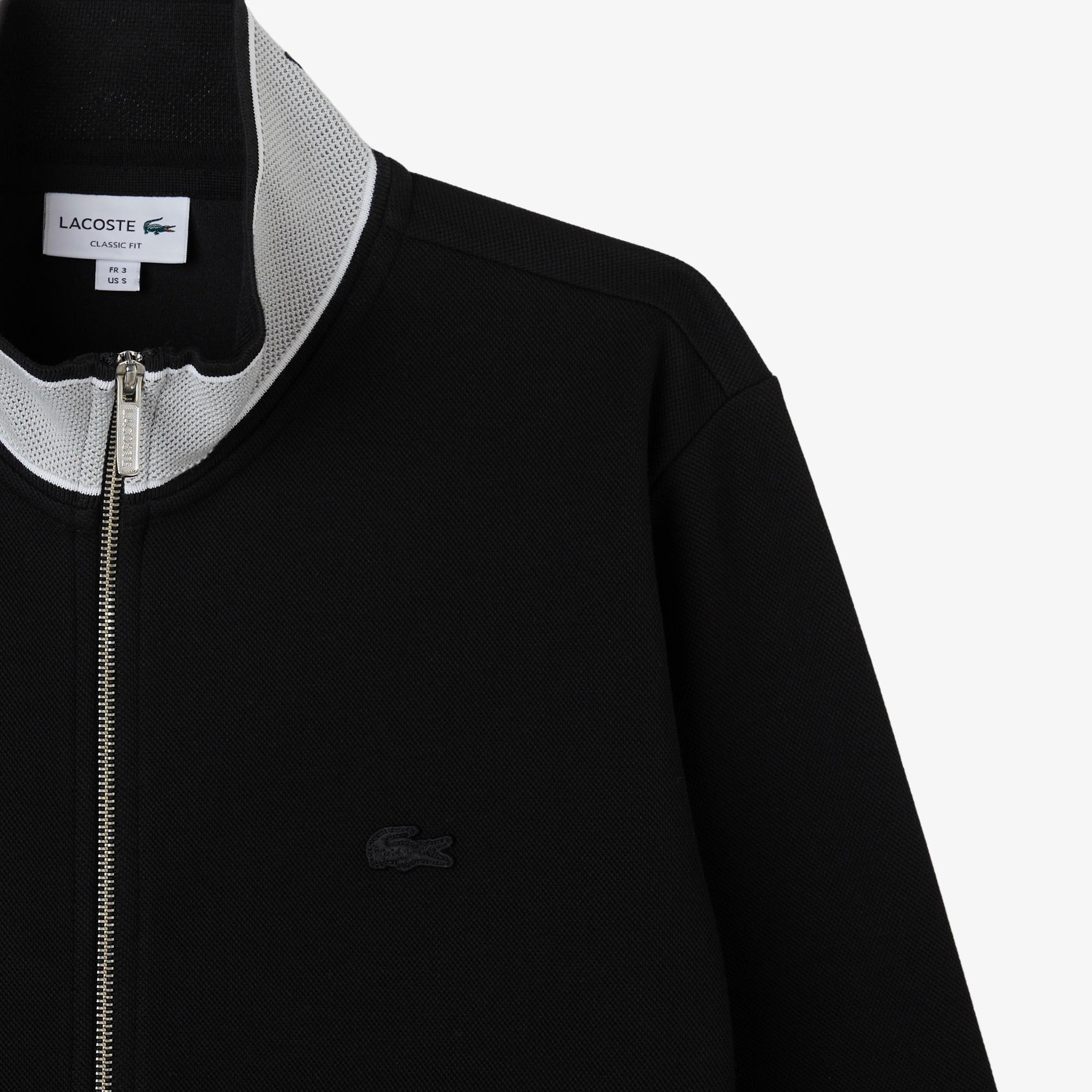 Erkek Regular Fit Fermuarlı Renk Bloklu Siyah Sweatshirt