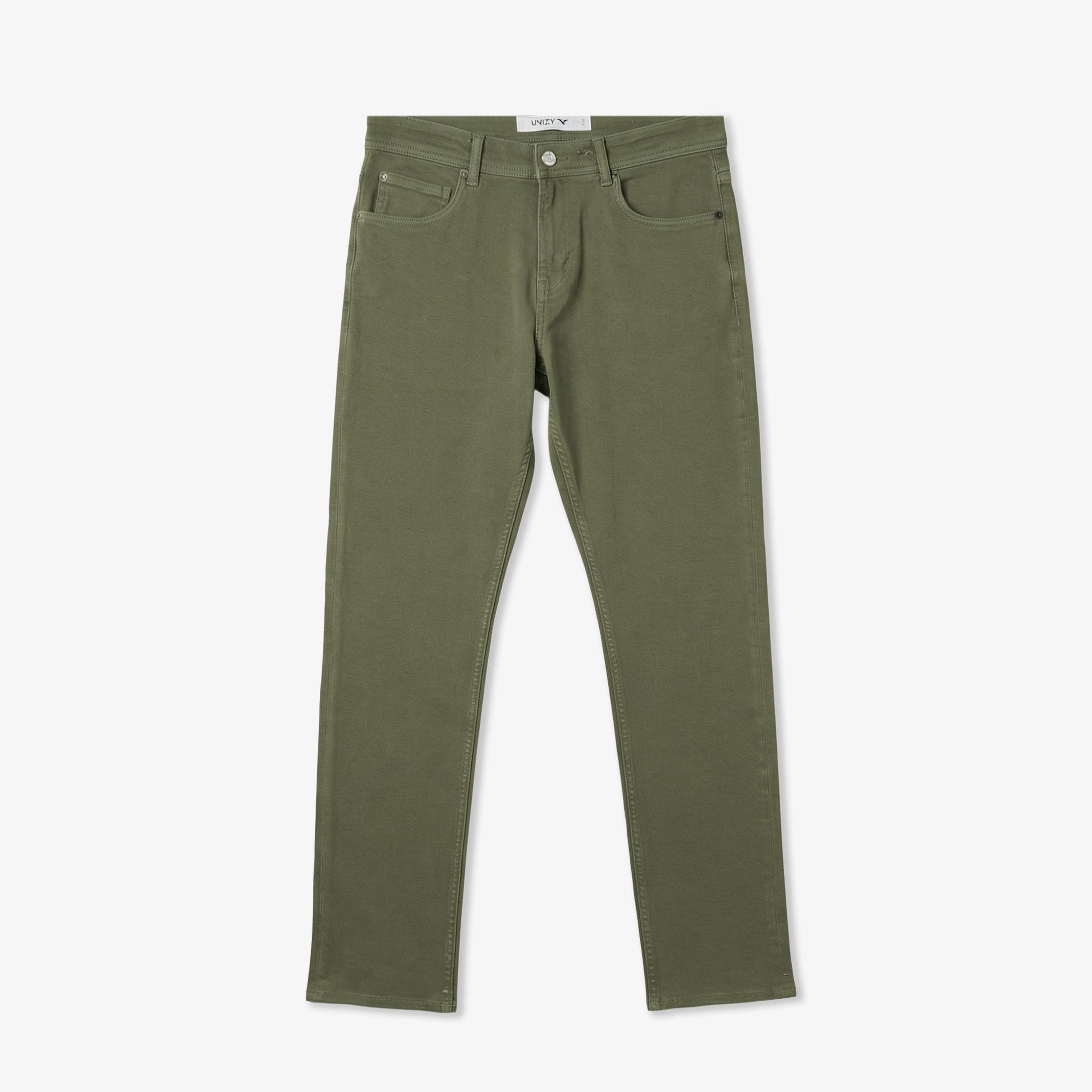Erkek Slim Fit Haki Jean Pantolon