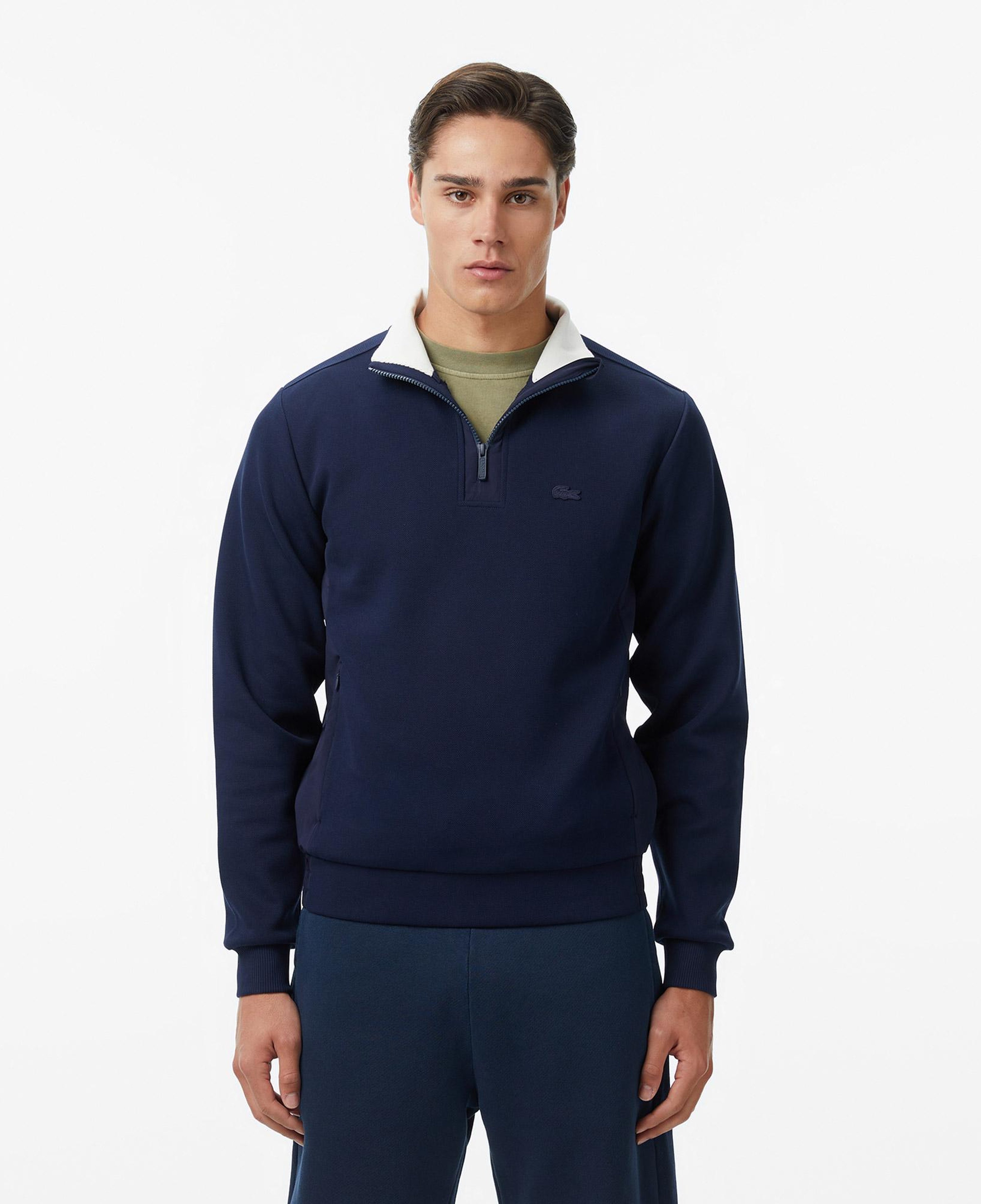 Erkek Classic Fit Yarım Fermuarlı Lacivert Sweatshirt