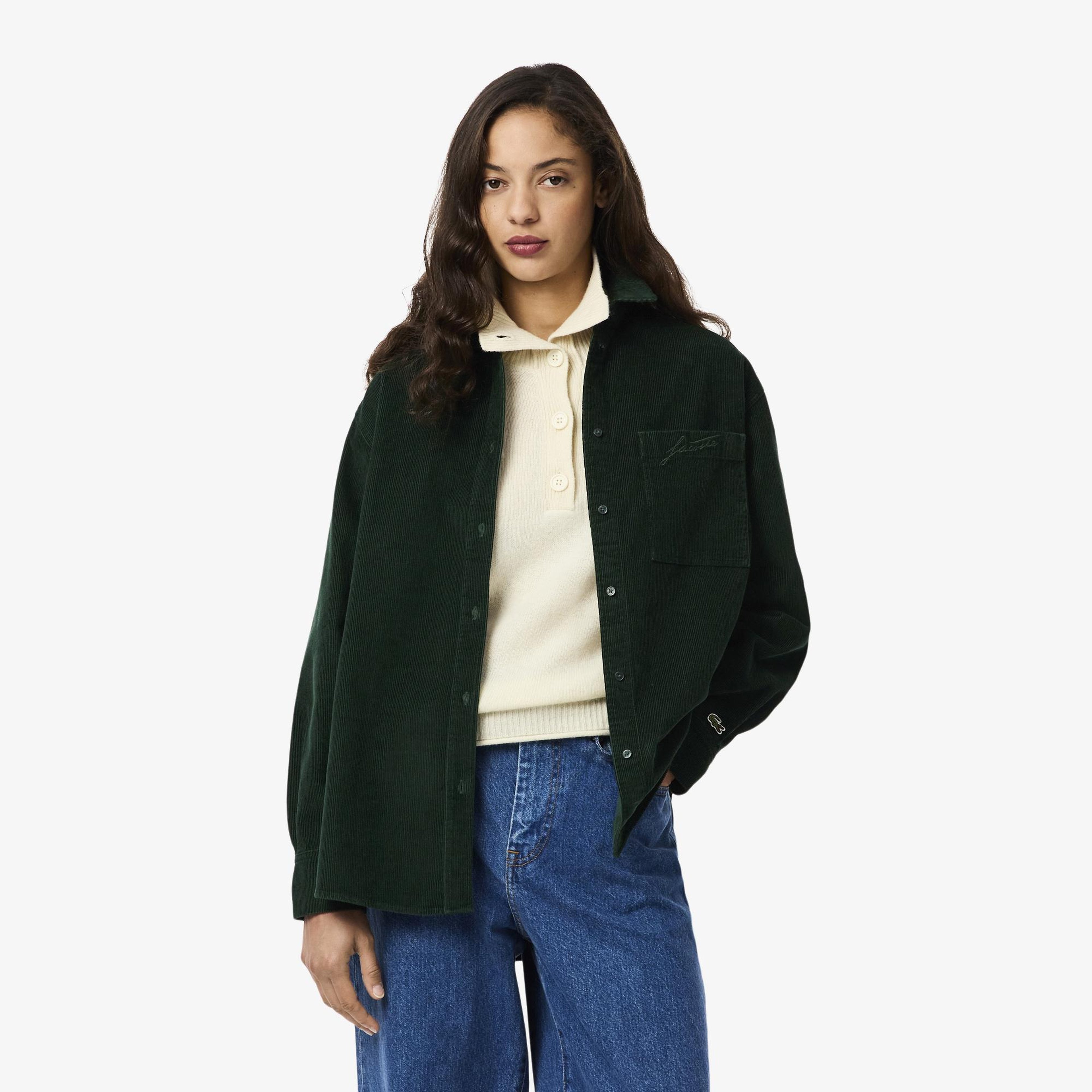 Lacoste Oversized Corduroy Kadın Yeşil Ceket