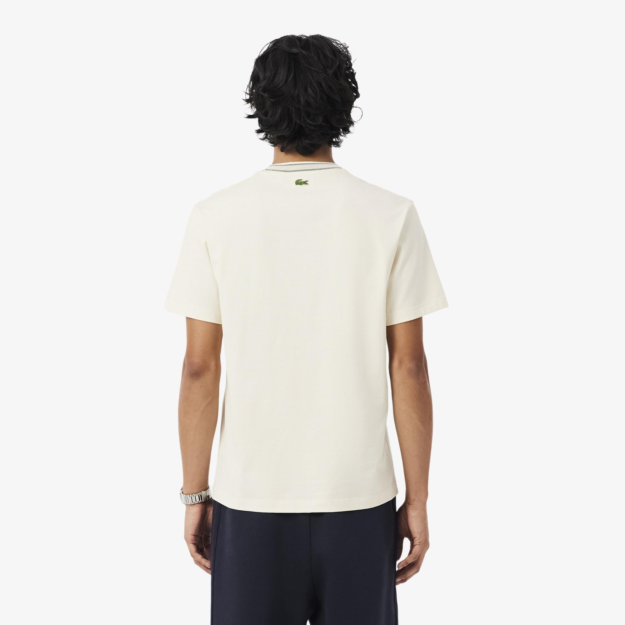 Erkek Classic Fit Bisiklet Yaka Krem T-Shirt
