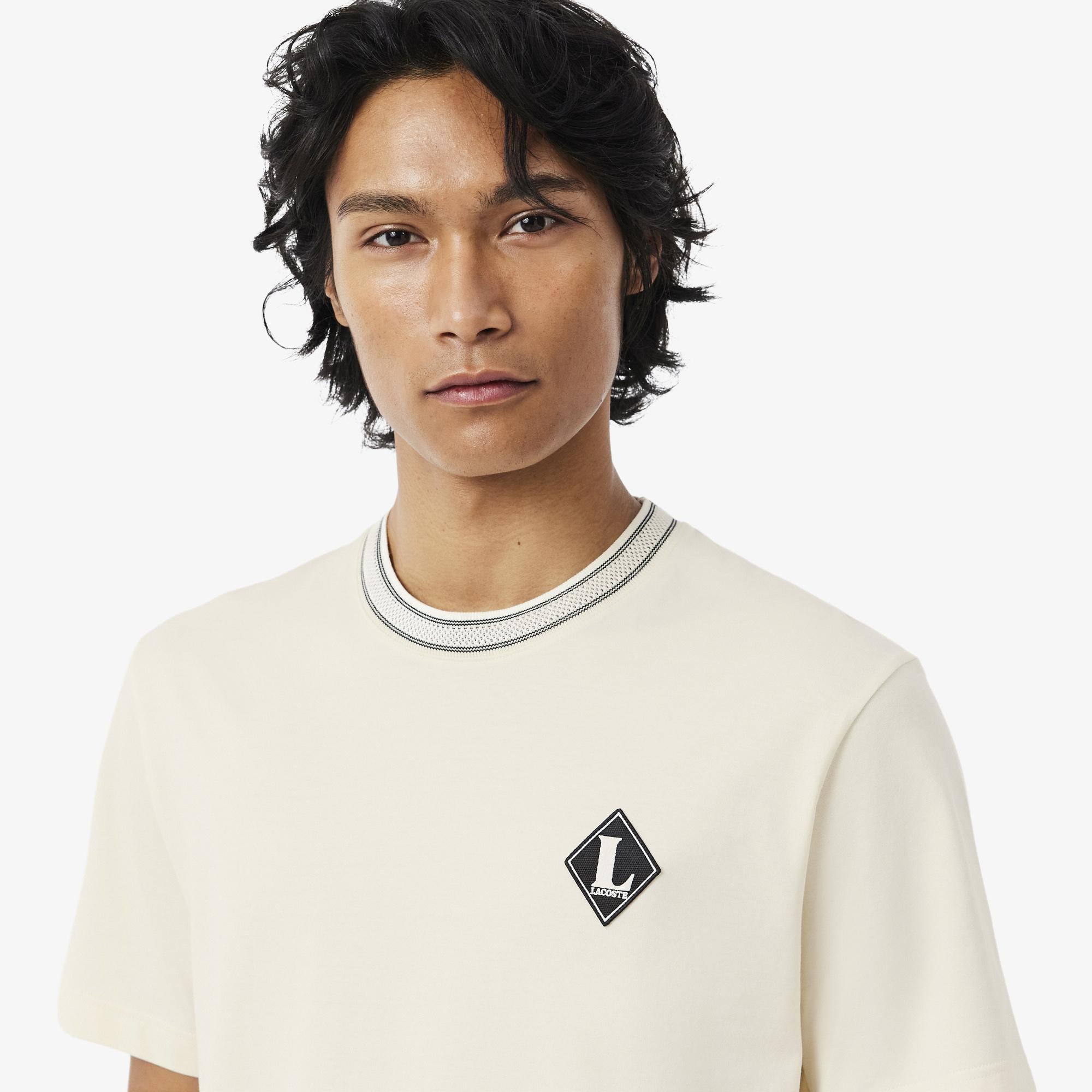 Erkek Classic Fit Bisiklet Yaka Krem T-Shirt