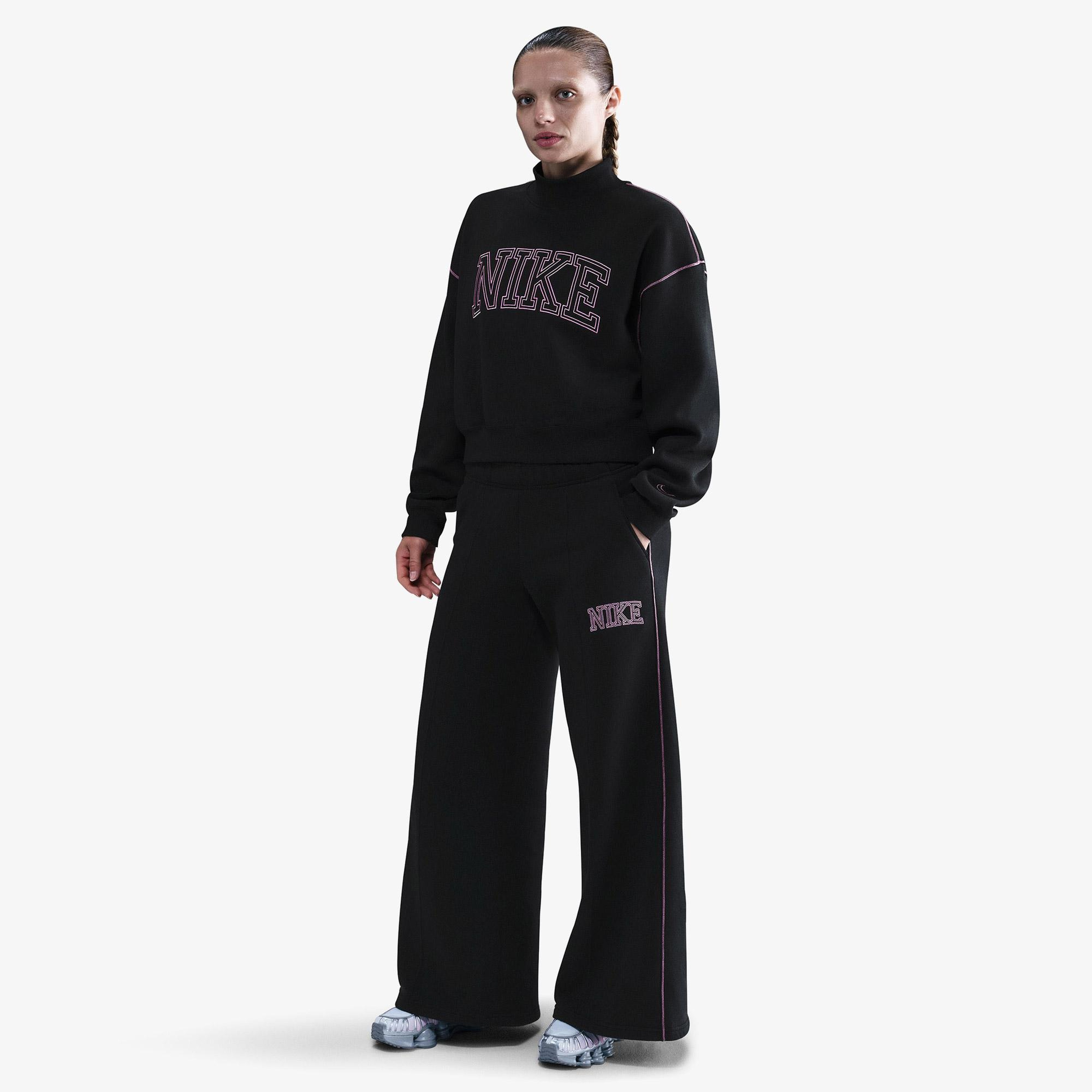 Nike Sportswear Phoenix Fleece Logo Kadın Siyah Eşofman Altı