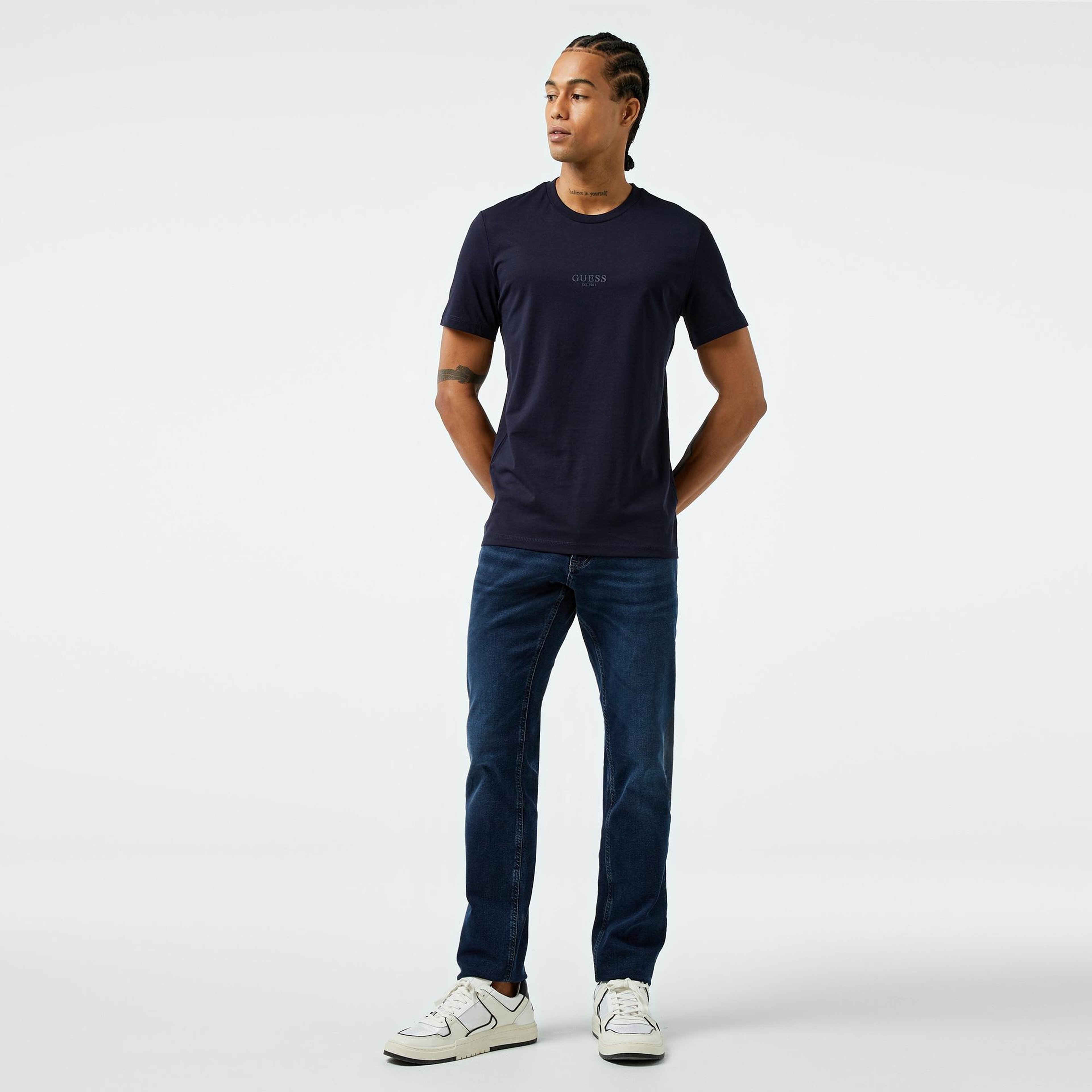 Guess Mid Organic Stream Erkek Lacivert T-Shirt