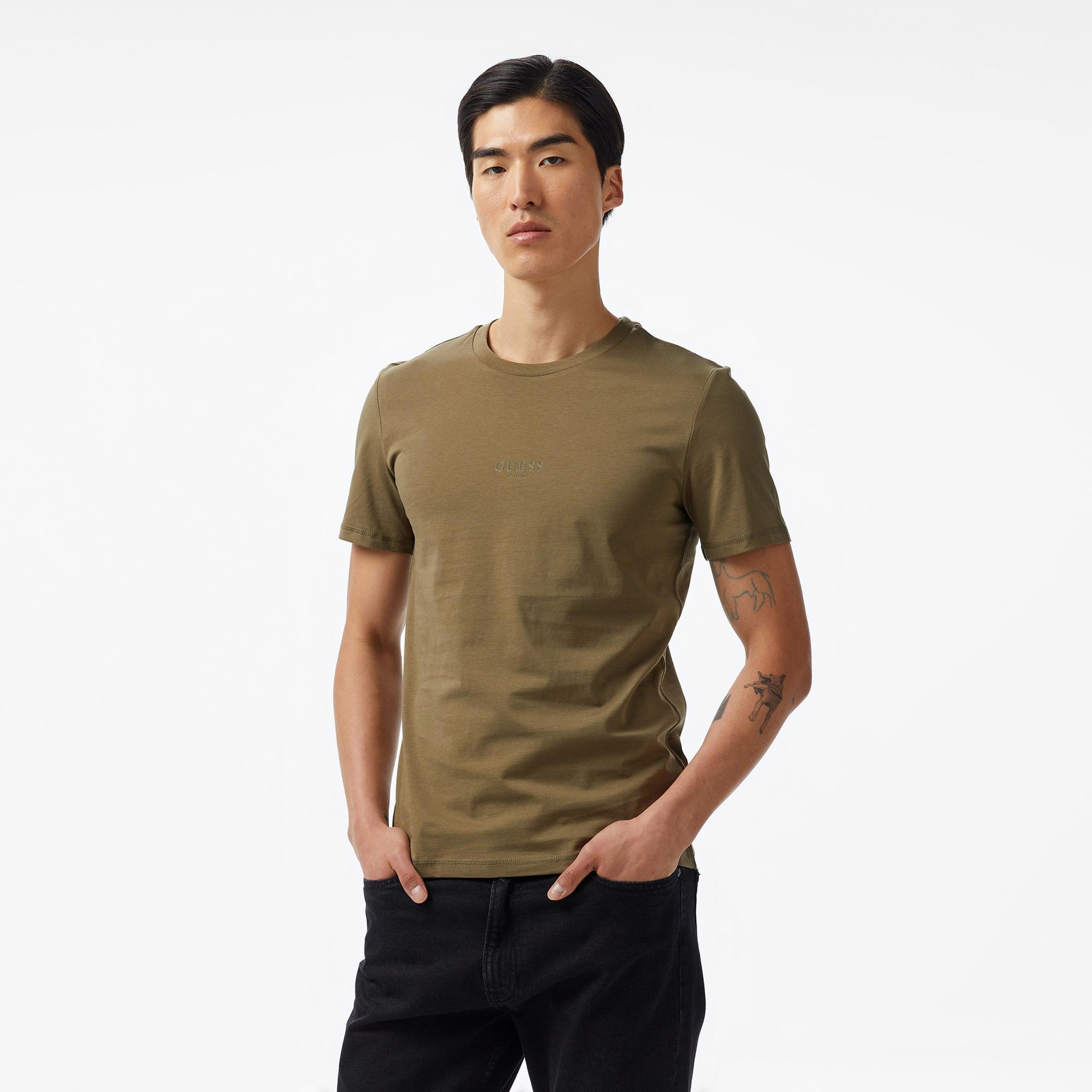 Guess Mid Organic Stream Erkek Yeşil T-Shirt