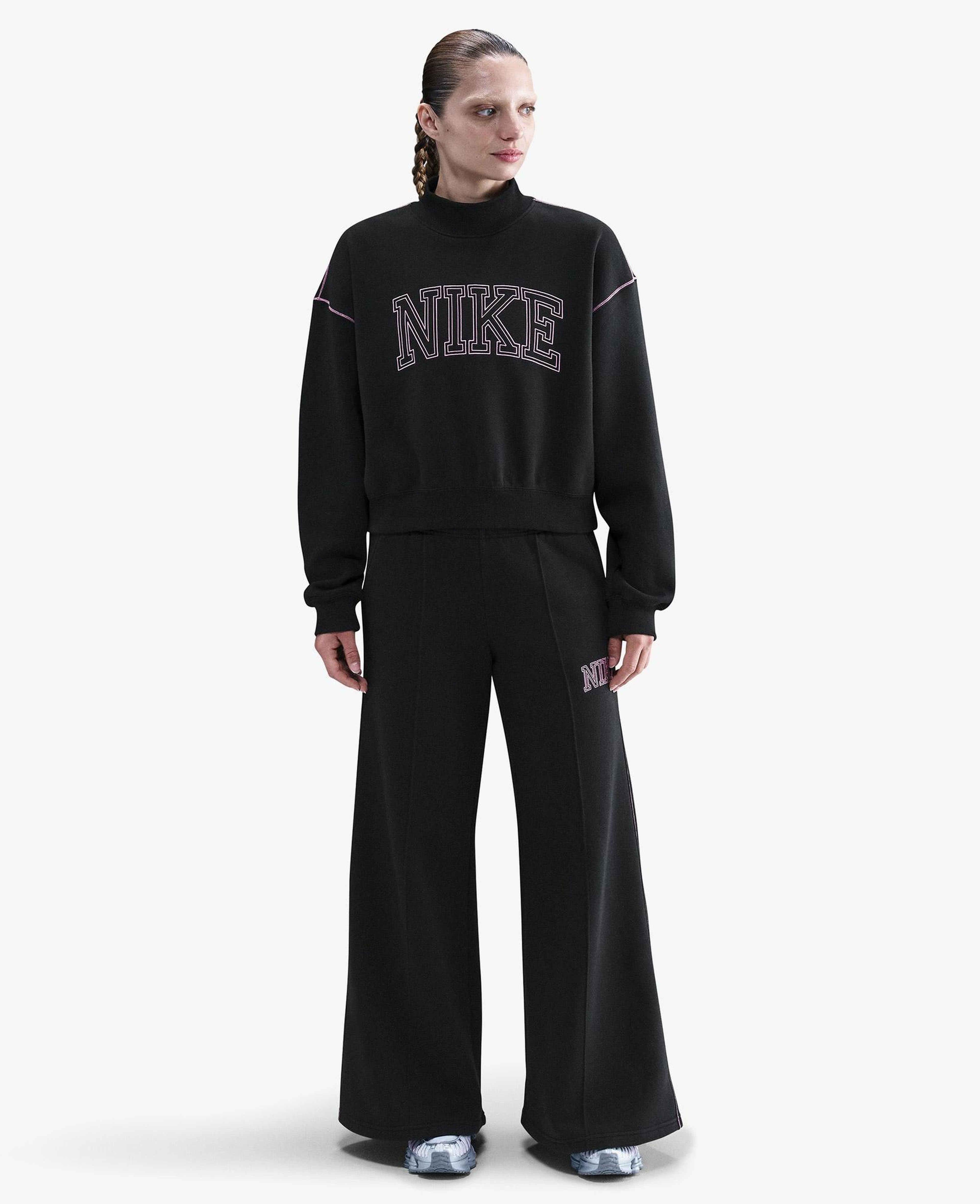 Nike Sportswear Phoenix Fleece Logo Kadın Siyah Sweatshirt