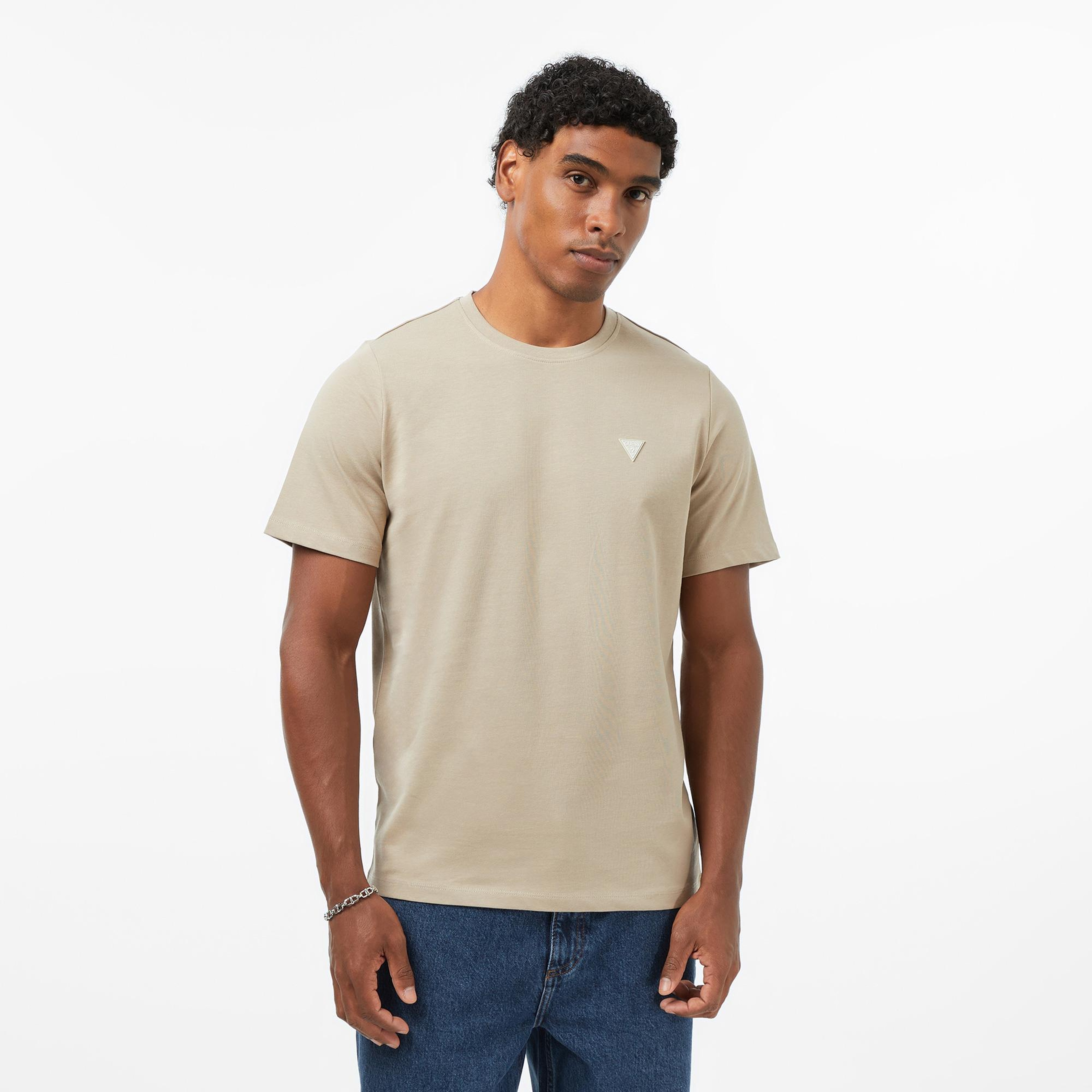 Guess Patch Regular Fit Erkek Bej T-Shirt