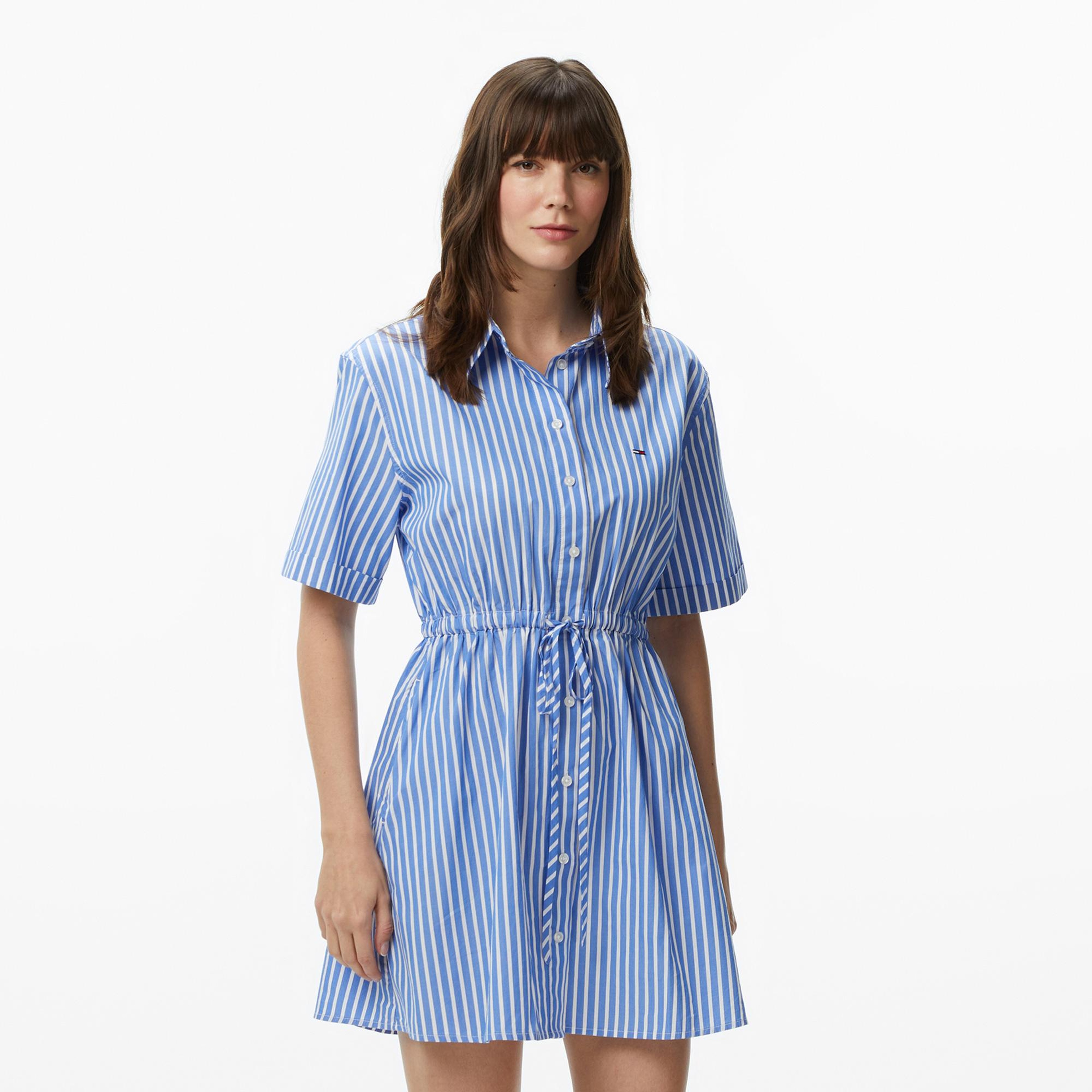 Tommy Hilfiger Poplin Kadın Mavi Elbise