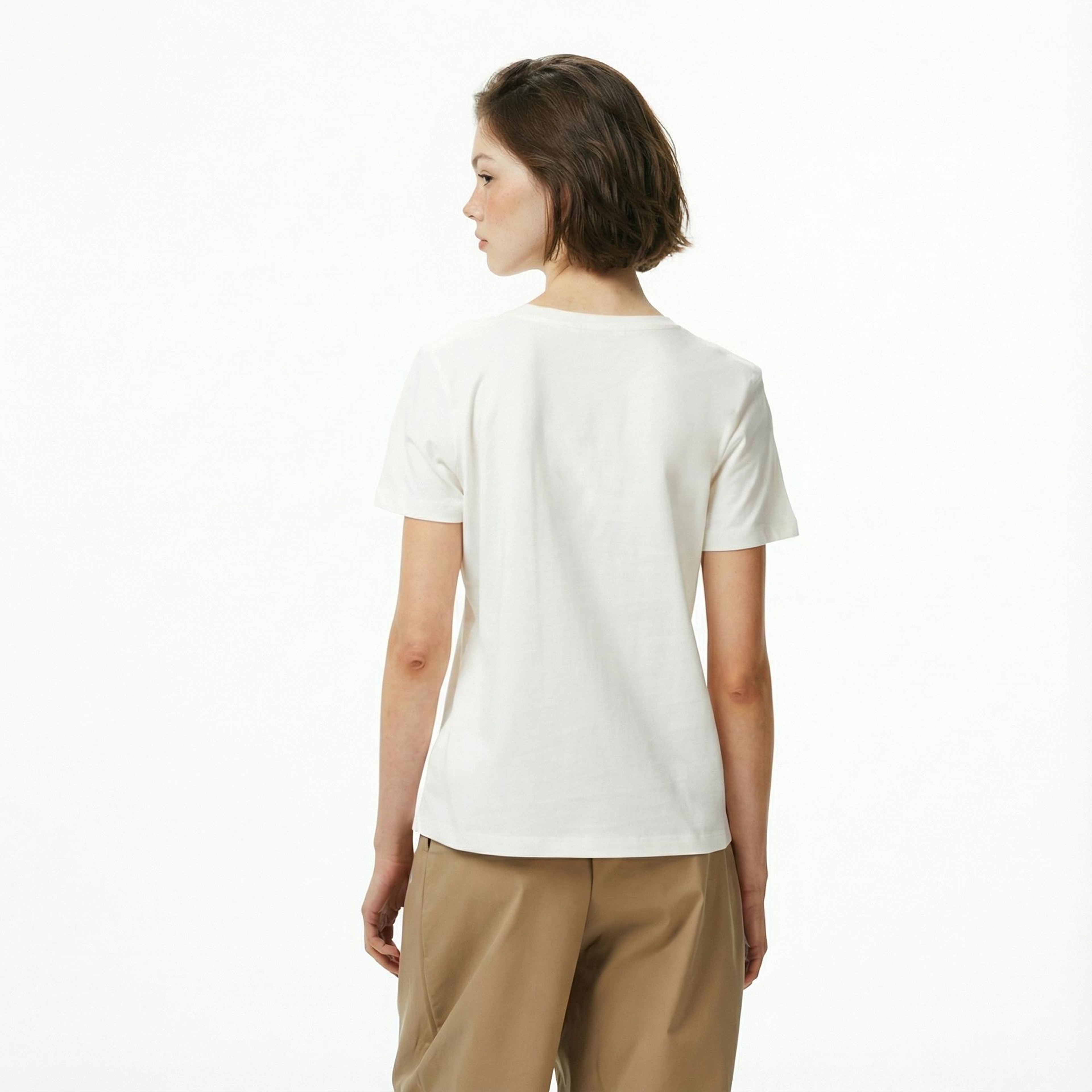 Tommy Hilfiger Lurex Script Regular Kadın Beyaz T-Shirt