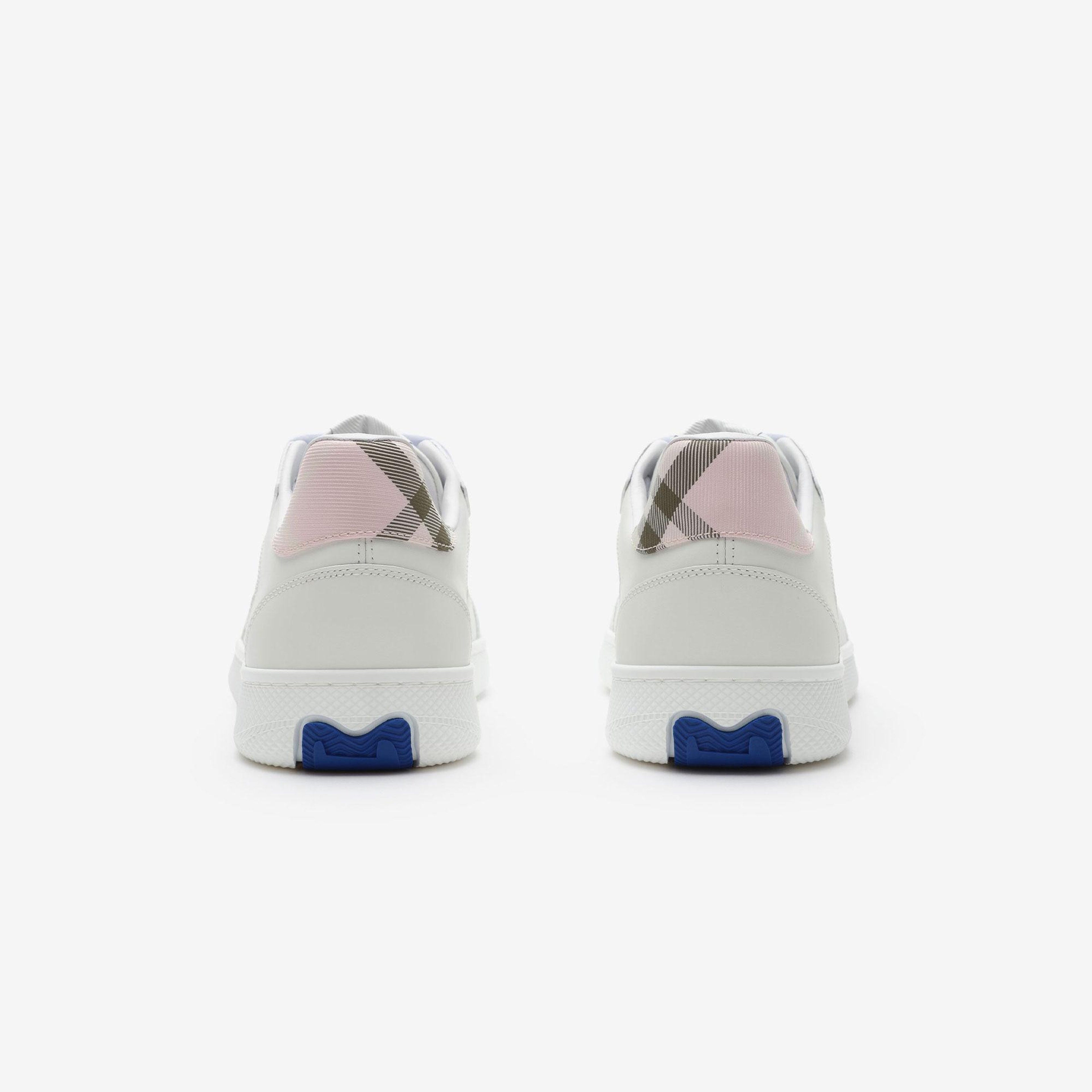 Burberry Leather And Check Terrace Kadın Beyaz Sneaker