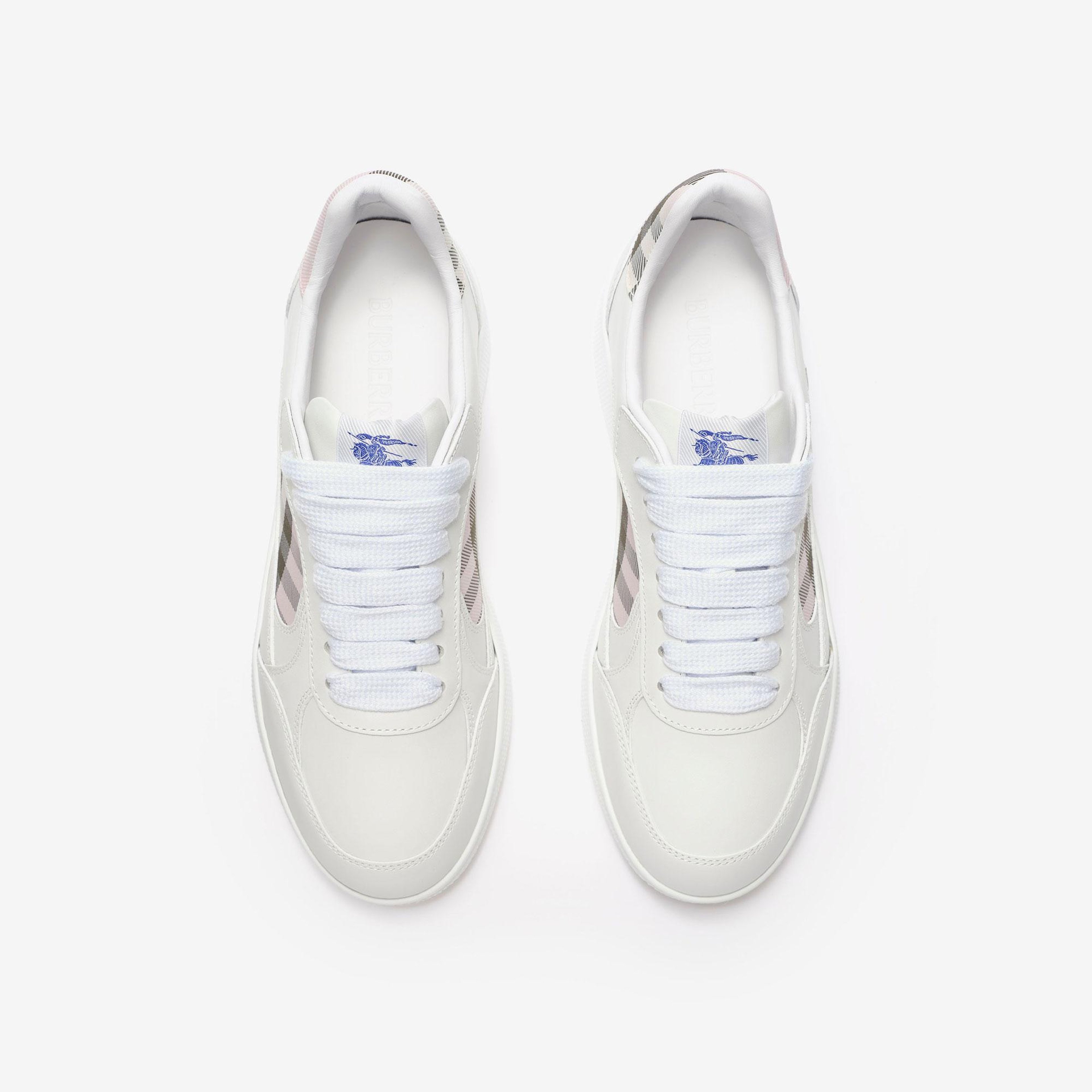 Burberry Leather And Check Terrace Kadın Beyaz Sneaker