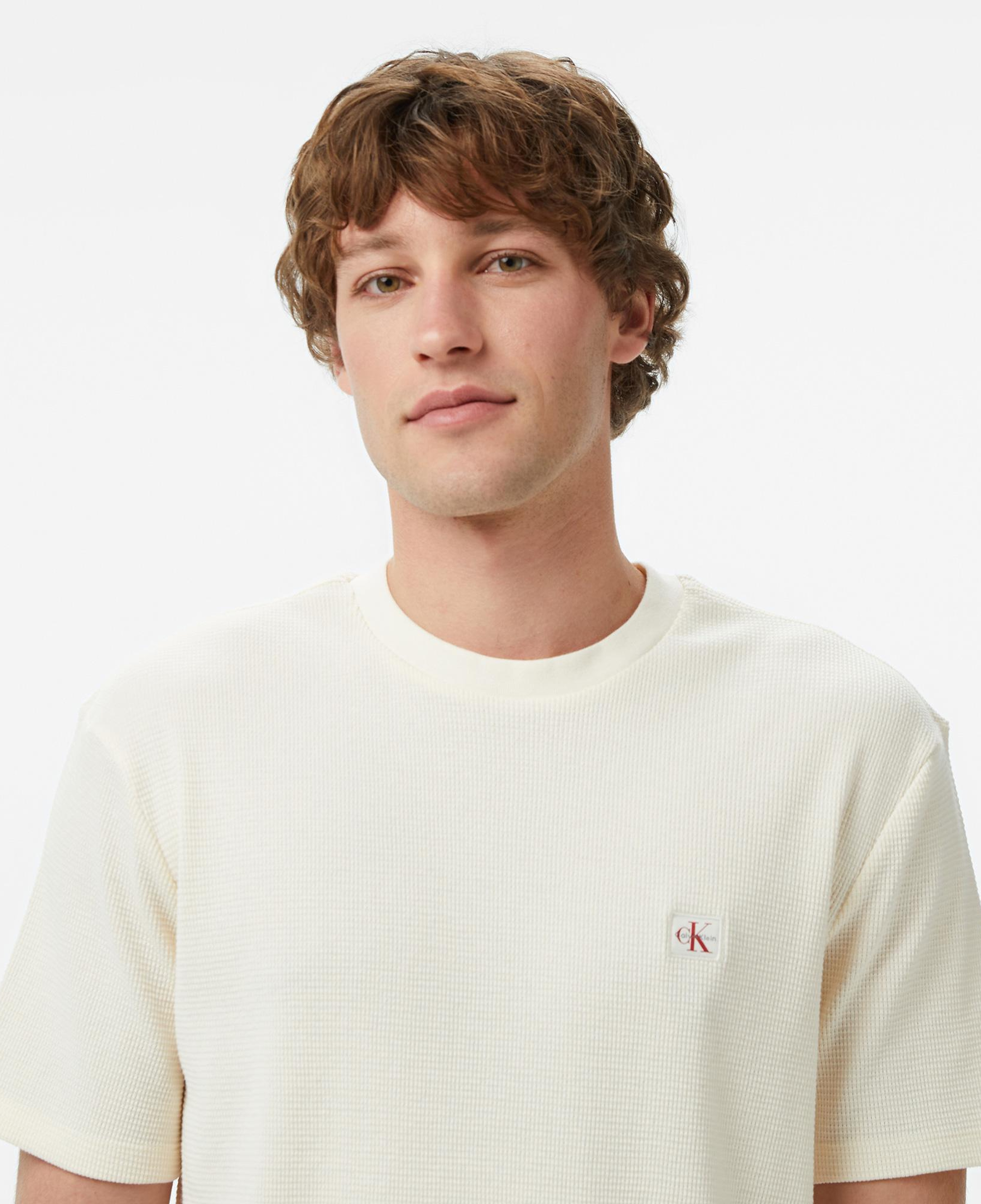 Calvin Klein Waffle Badge Crewnk Erkek Beyaz T-Shirt